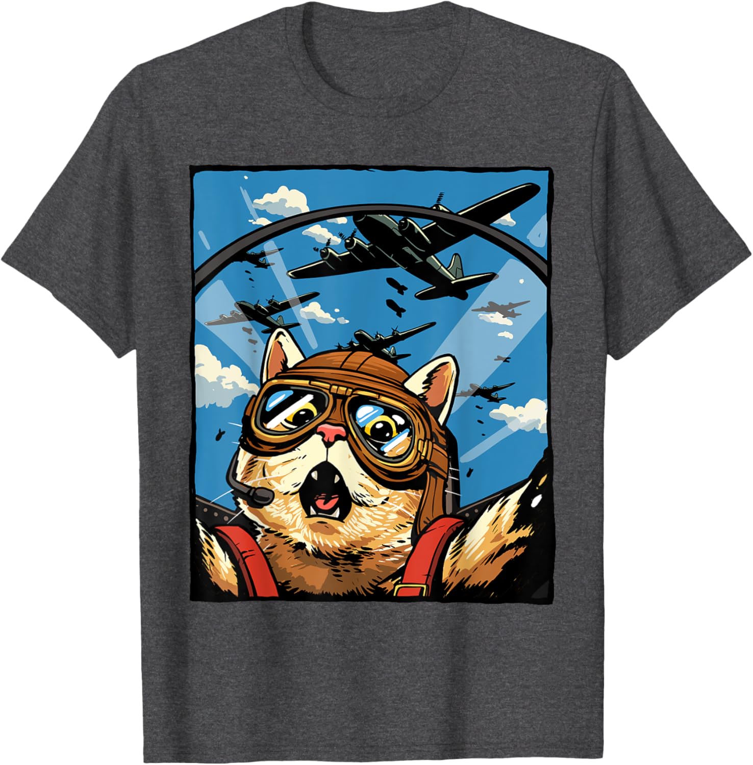 Funny Cat Pilot Jet Fighter T-Shirt for Cat Lovers and Meme Fans - 29