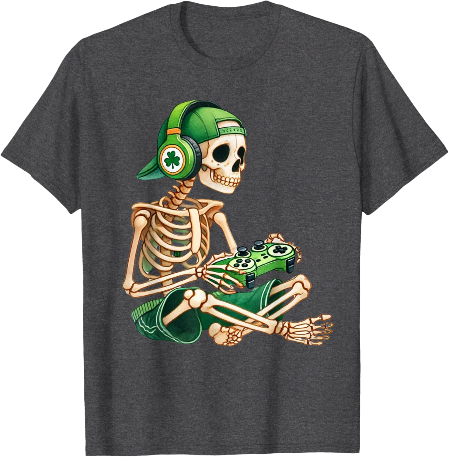 St Patricks Day Skeleton Leprechaun Gamer T-Shirt for Boys - 18