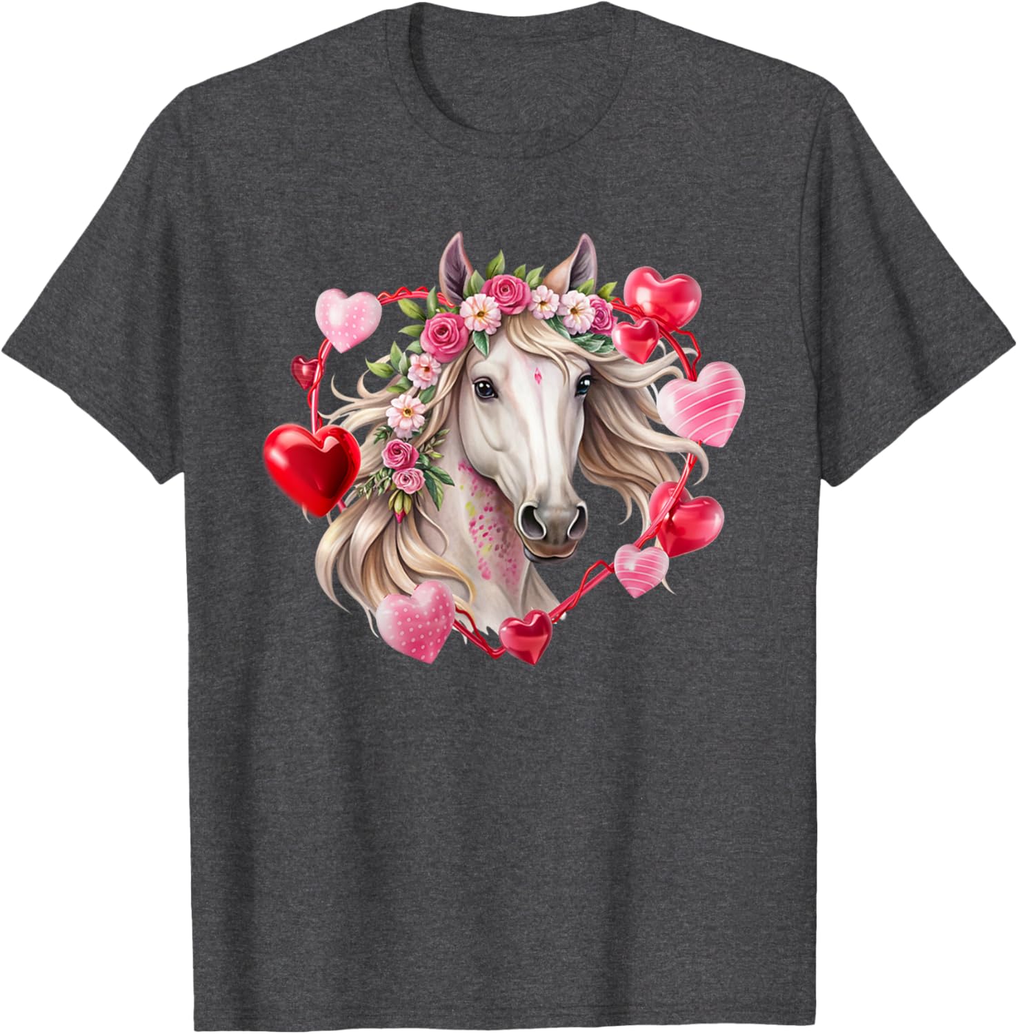 Happy Valentine's Day Equestrian T-Shirt with Horse and Hearts Design - 11