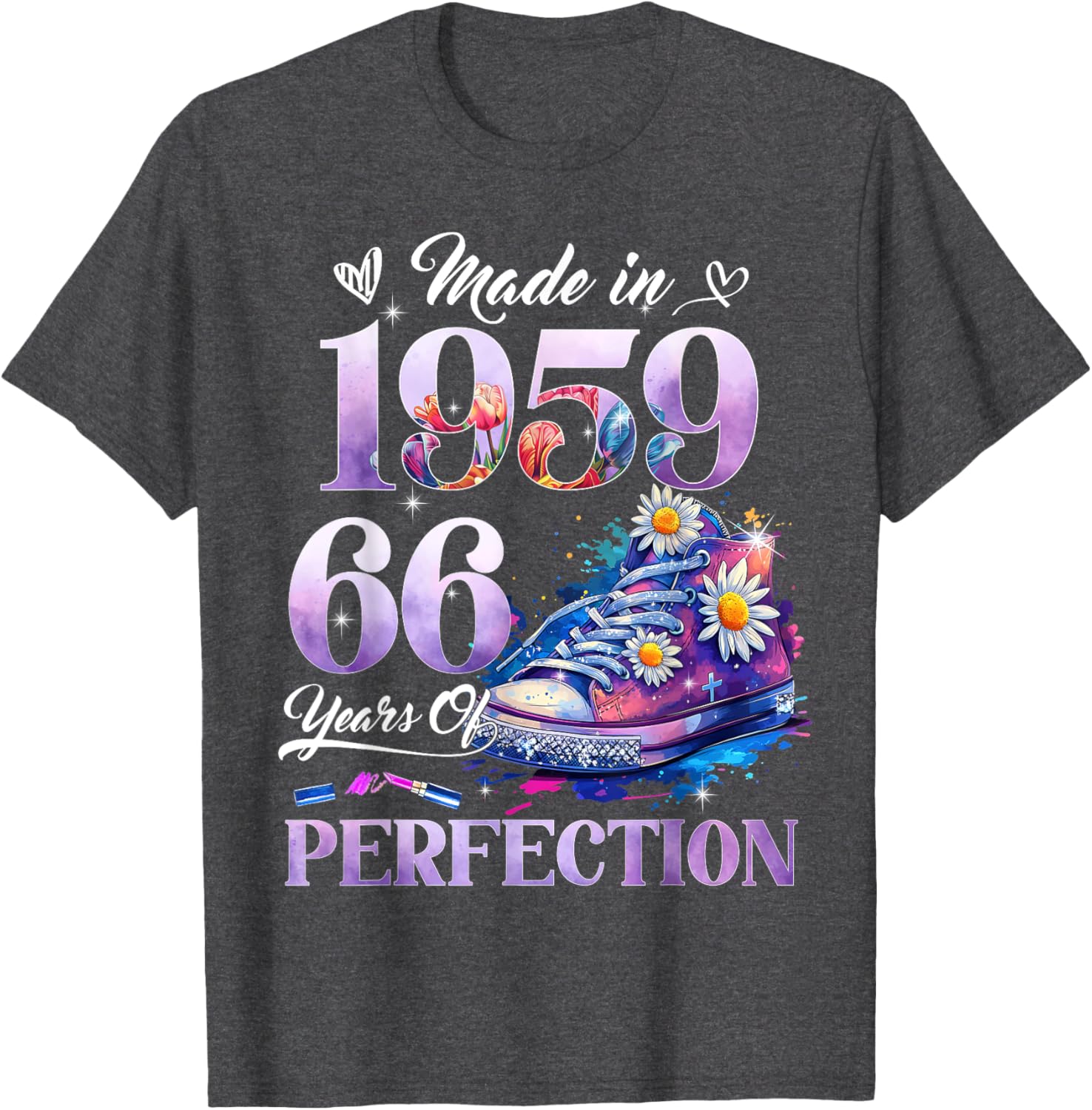 Floral 66th Birthday T-Shirt for Women Made in 1959 Unique Gift - 1