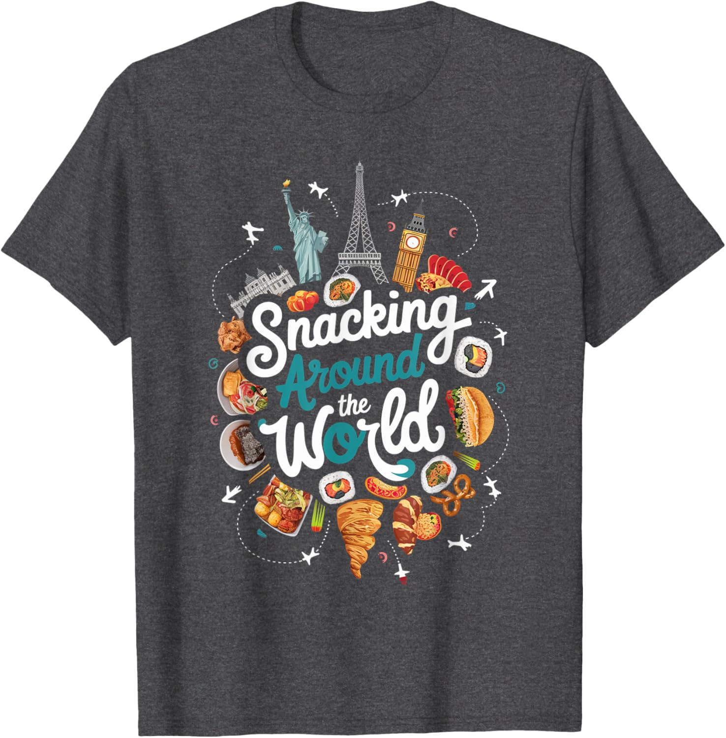 Snacking Around The World T-Shirt for Food Lovers in Travel Style - 2