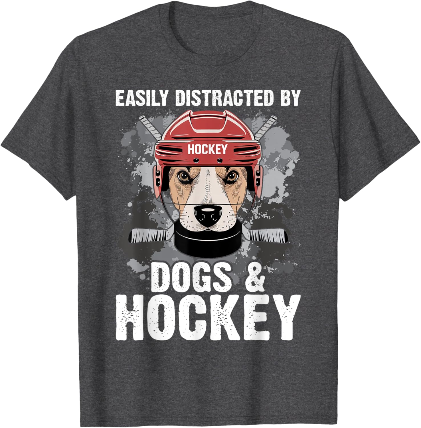 Funny Easily Distracted by Dogs and Hockey T-Shirt for All Ages - 7
