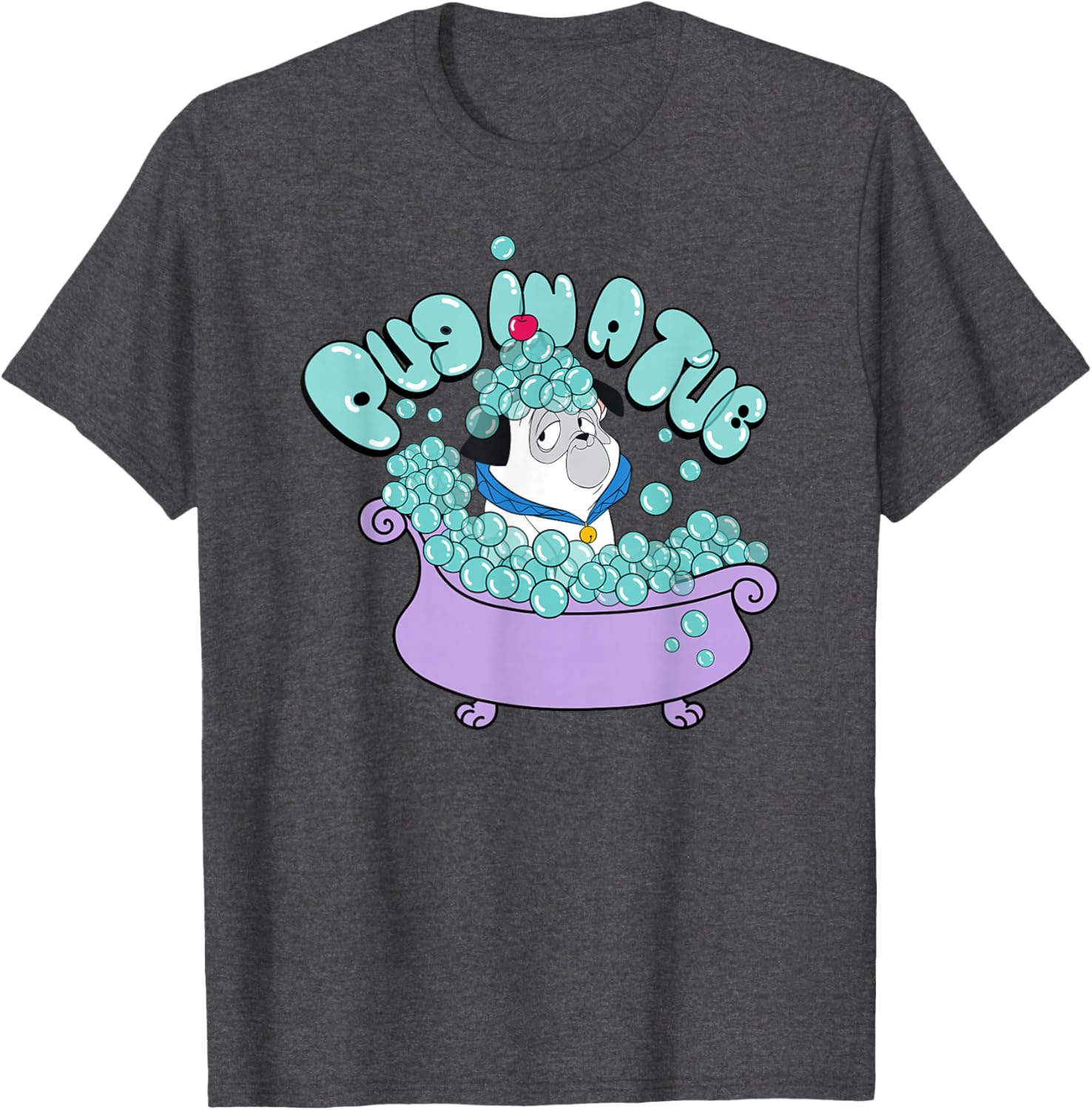 Cute Disney Pocahontas Pug in a Tub Percy Big Chest Logo T-Shirt - 6