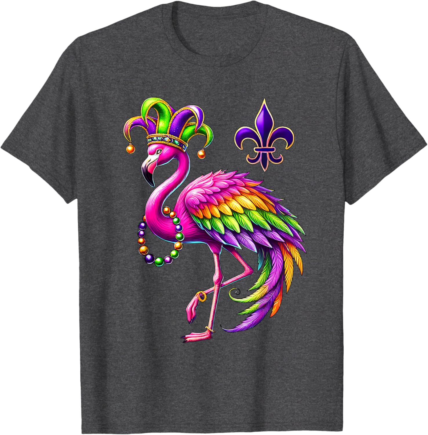 Jester Pink Flamingo Mardi Gras T-Shirt Fun Carnival Animal Shirt - 11