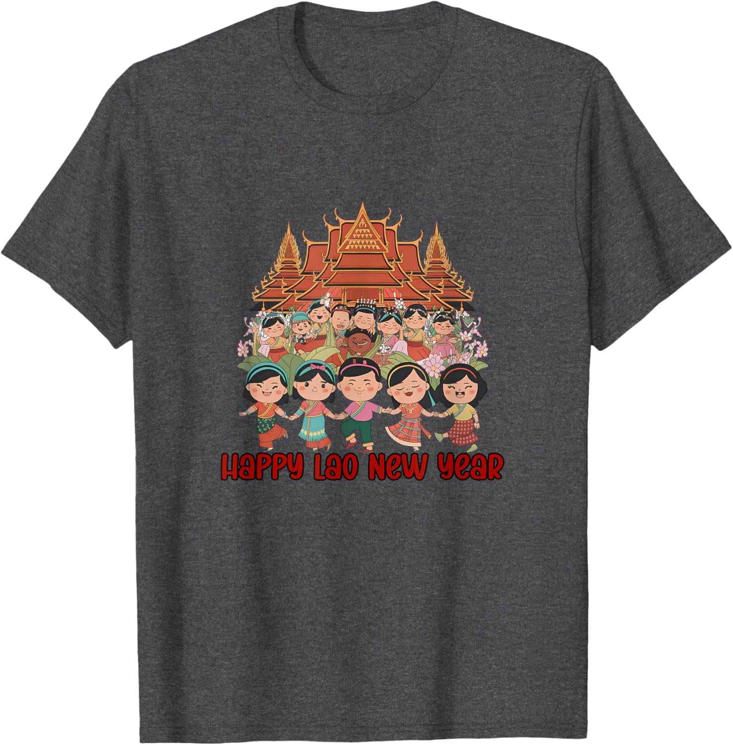 Laos Happy Lao New Year Temple T-Shirt for Celebrating Pi Mai Festival - 14