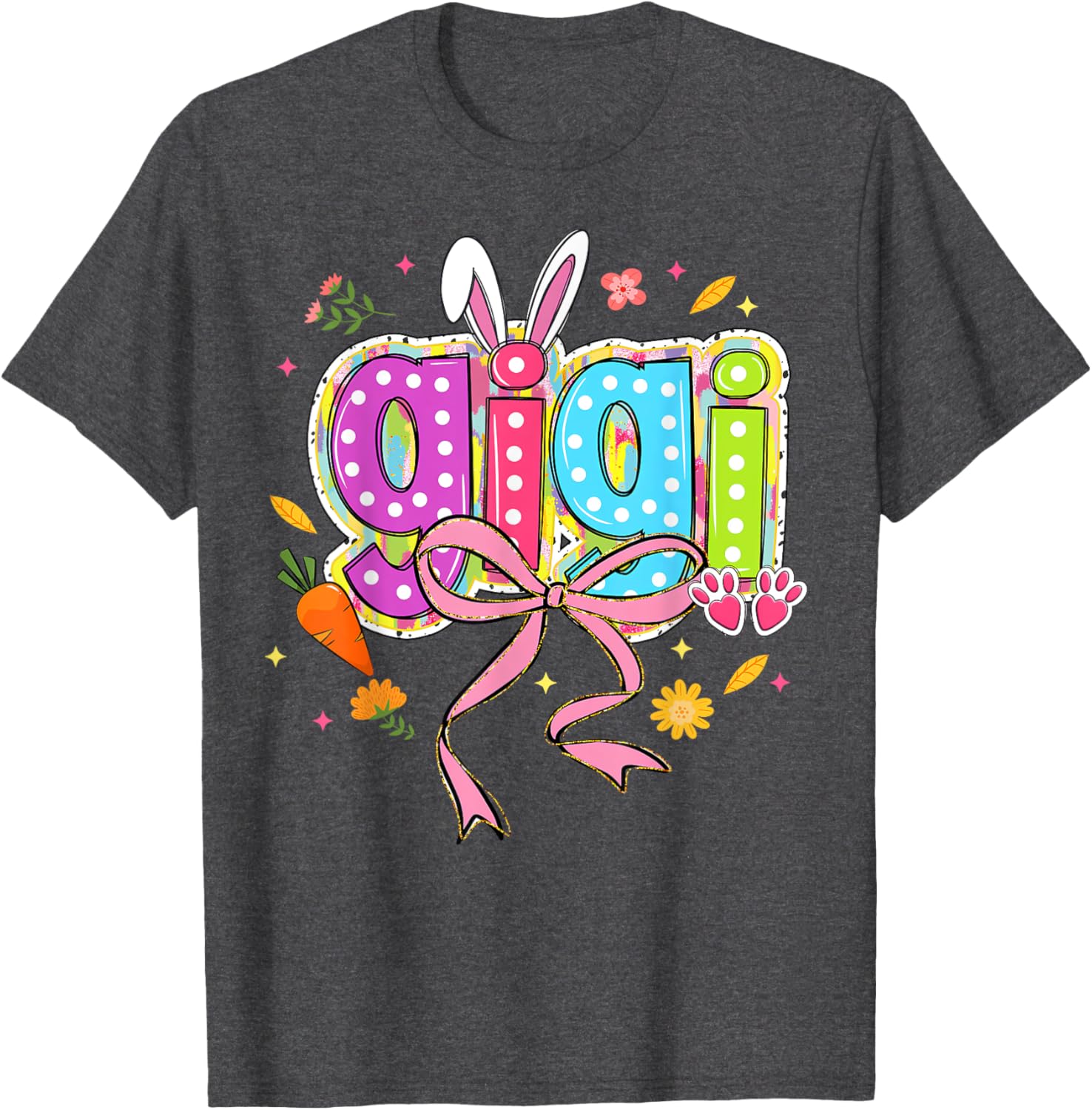 Coquette Bow Bunny Gigi Easter T-Shirt with Boho Floral Design for Family - 13