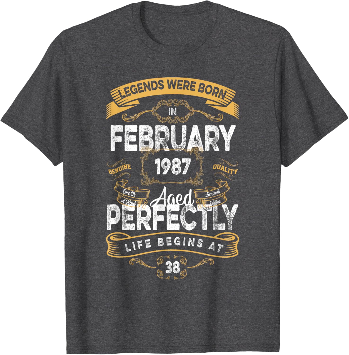 Vintage 38th Birthday T-Shirt for Legends Born in February 1987 - 1