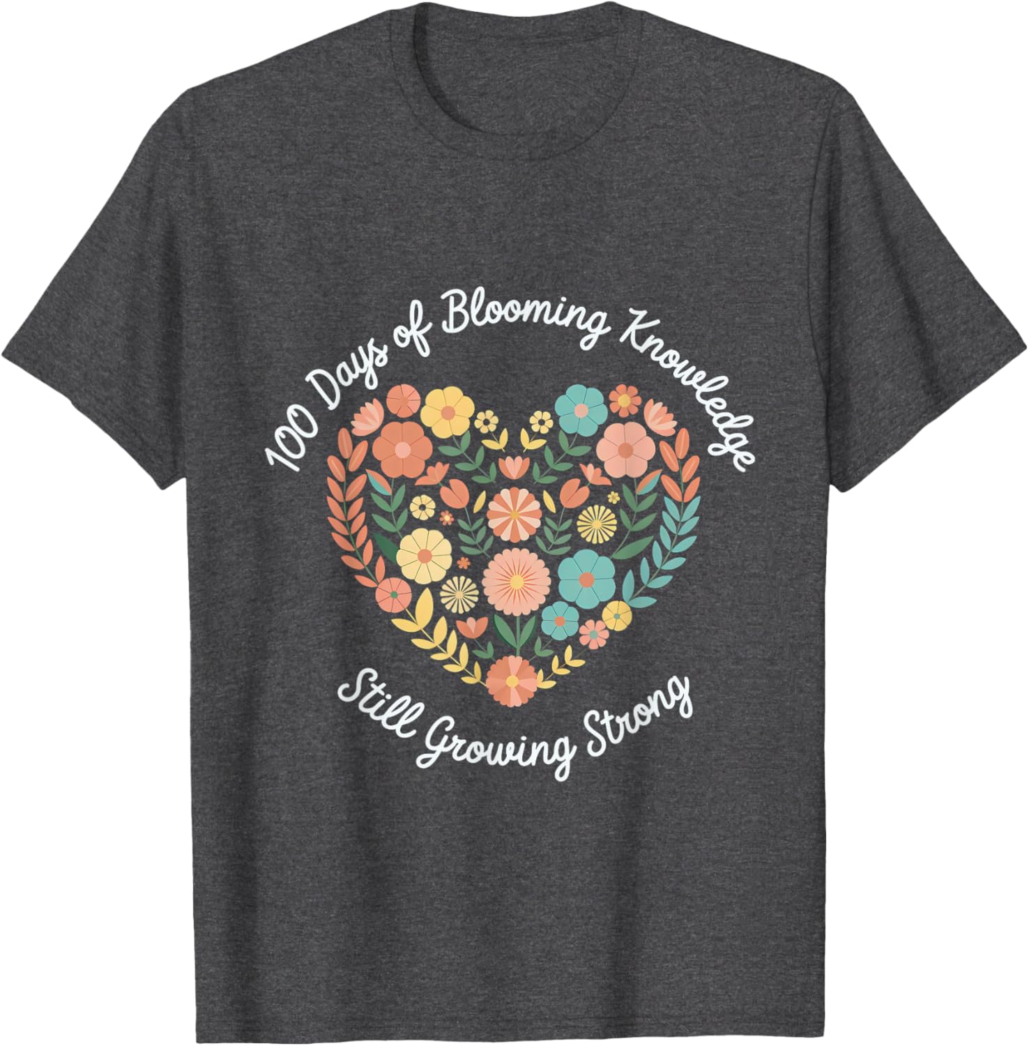 Boho Flowers 100th Day of School Teacher T-Shirt for Classroom Fun - 14