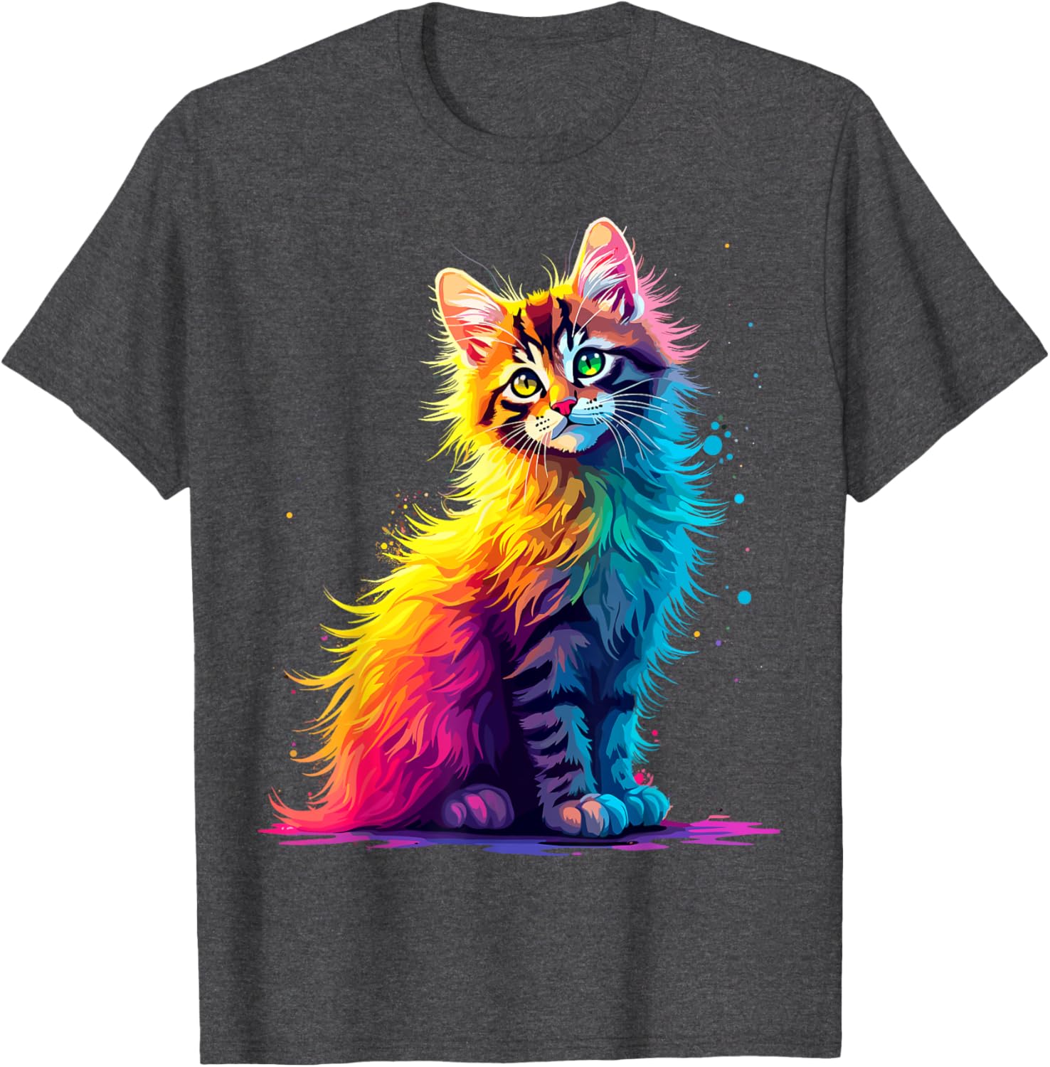 Colorful Cute Kitty T-Shirt for Cat Lovers - Fun Pop Art Design for All Ages - 10