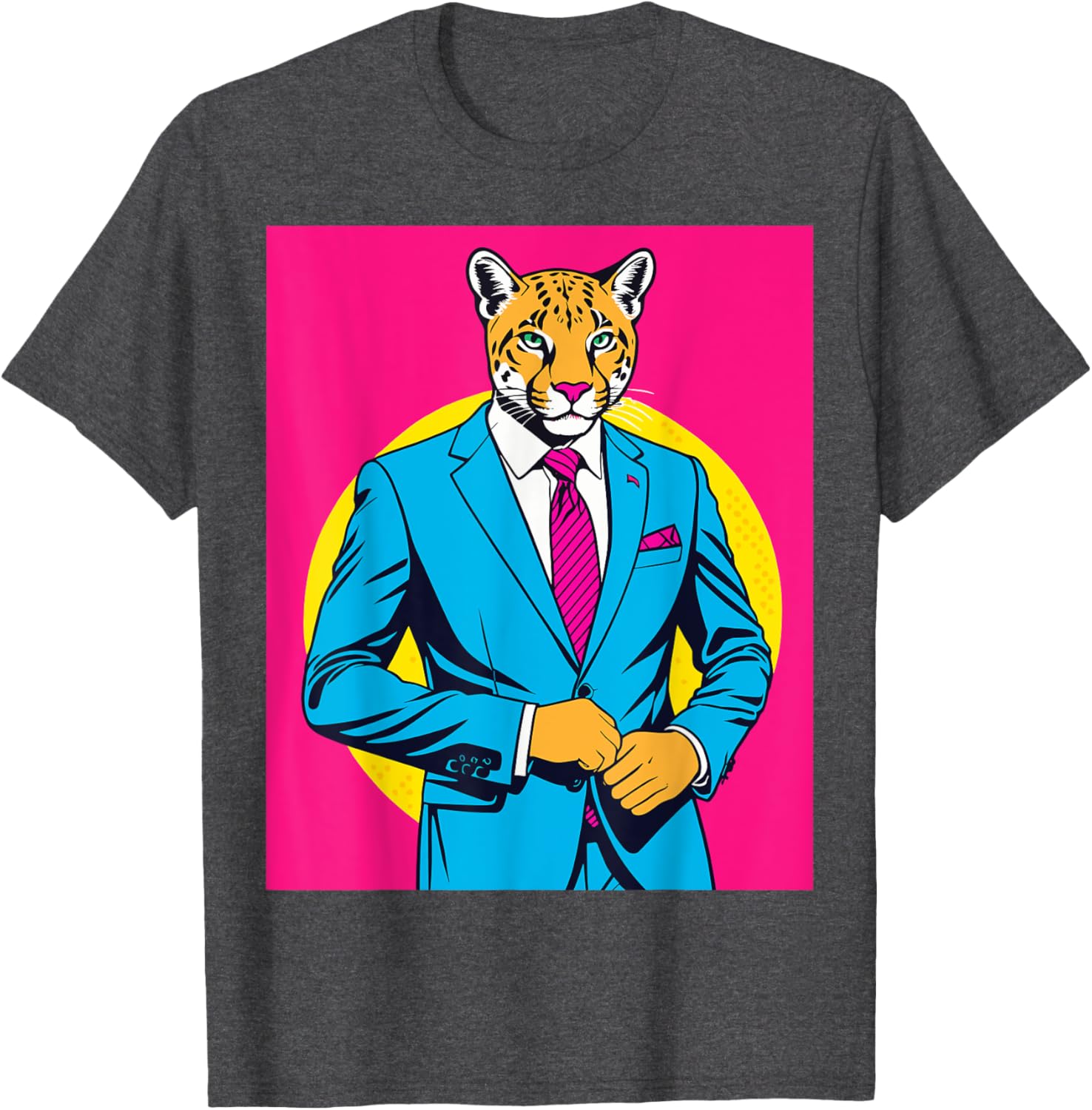 Pop Art Puma in Business Suit T-Shirt for Stylish Animal Lovers - 13