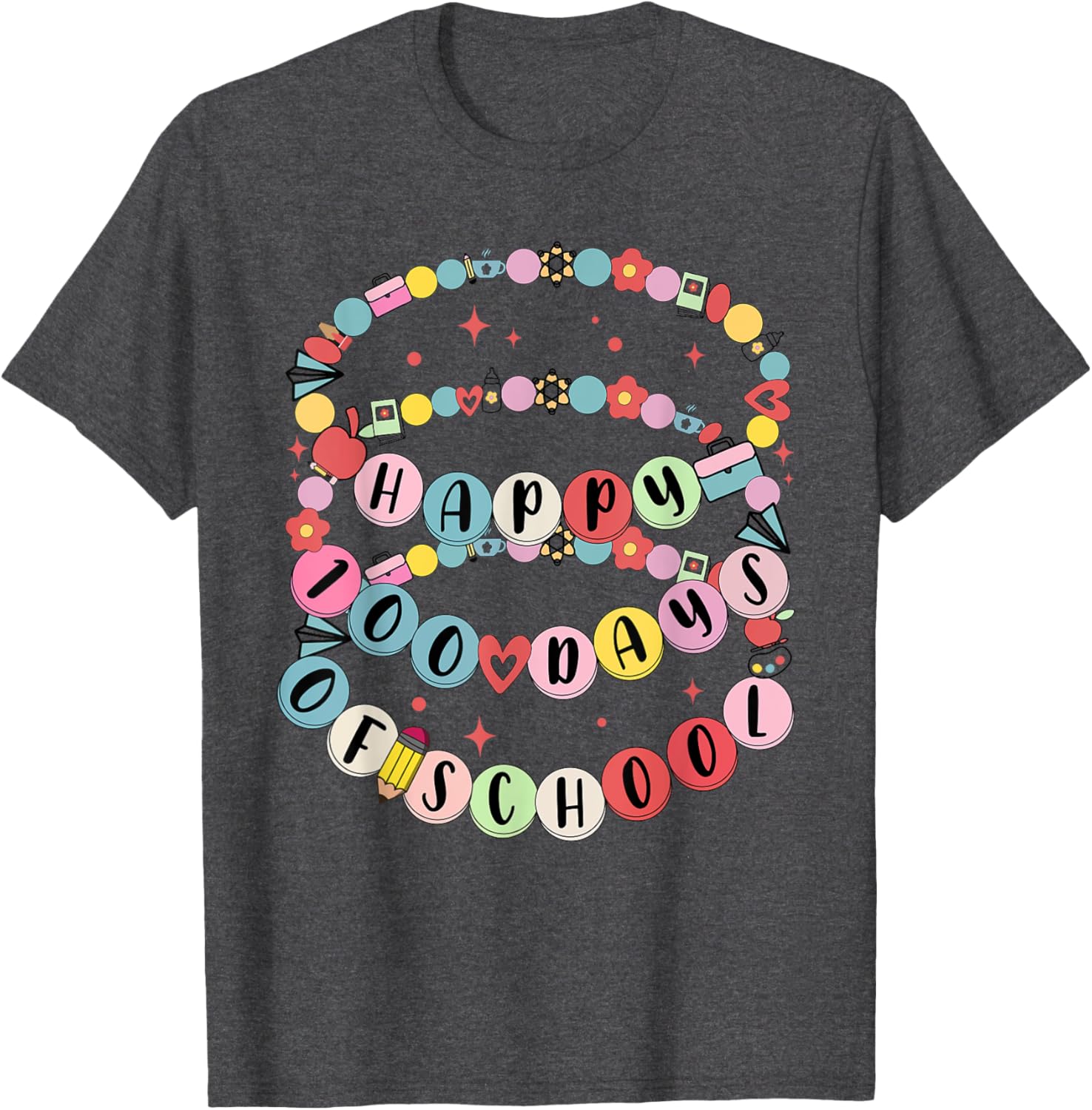 Cute Little Girl 100 Days Of School Friendship Bracelet T-Shirt - 15