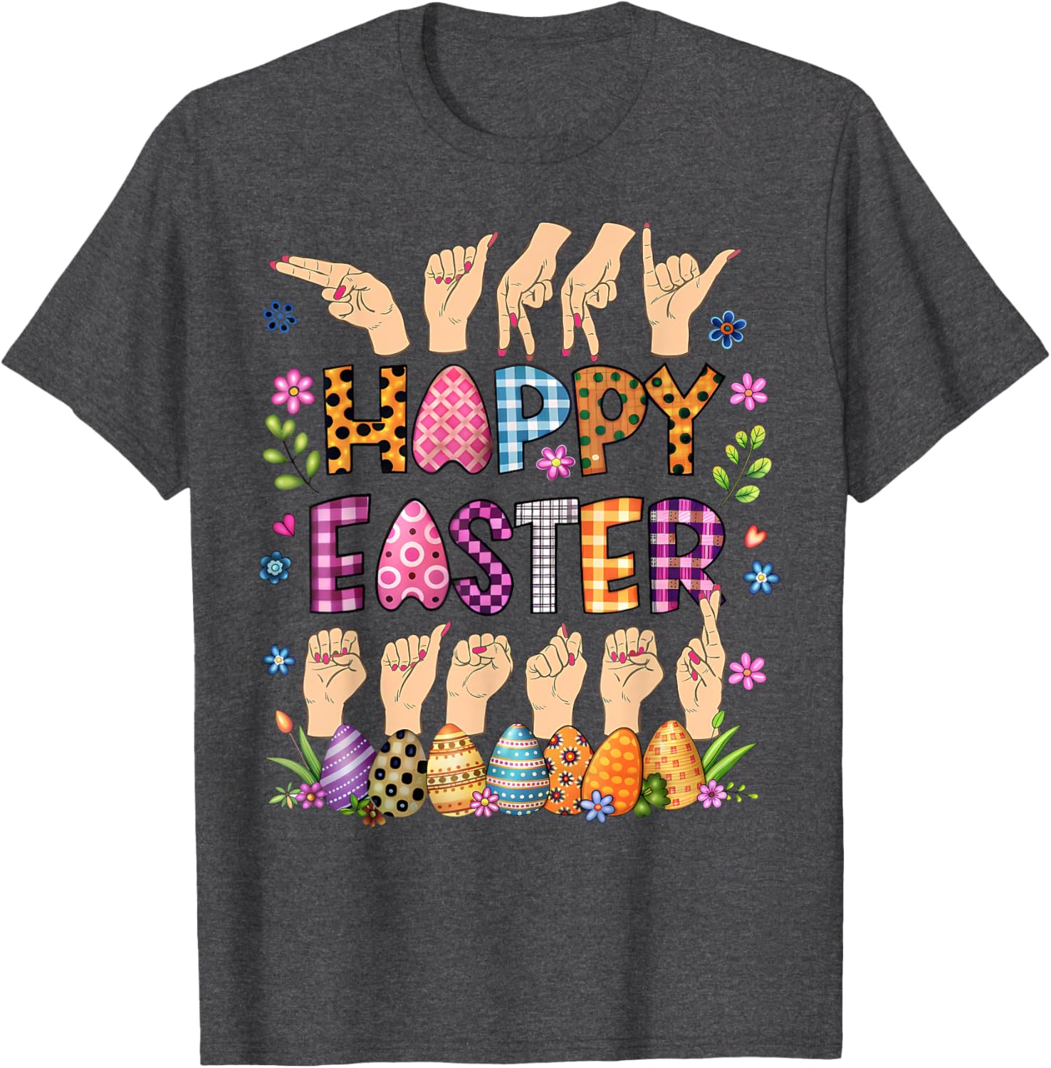 Happy Easter Eggs ASL Teacher T-Shirt for Fun Celebrations - 2