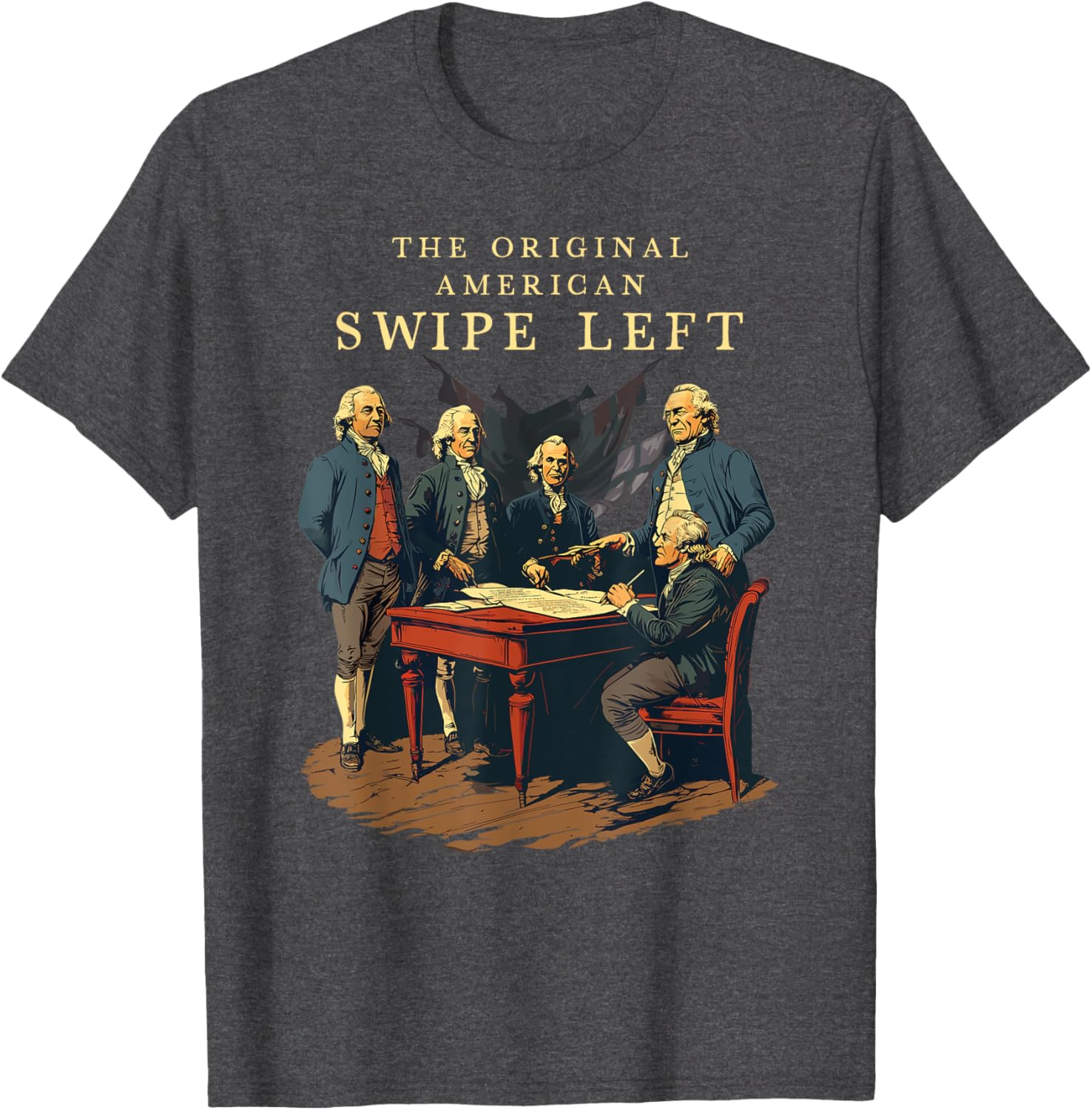 Declaration of Independence Swipe Left T-Shirt for American History Lovers - 5