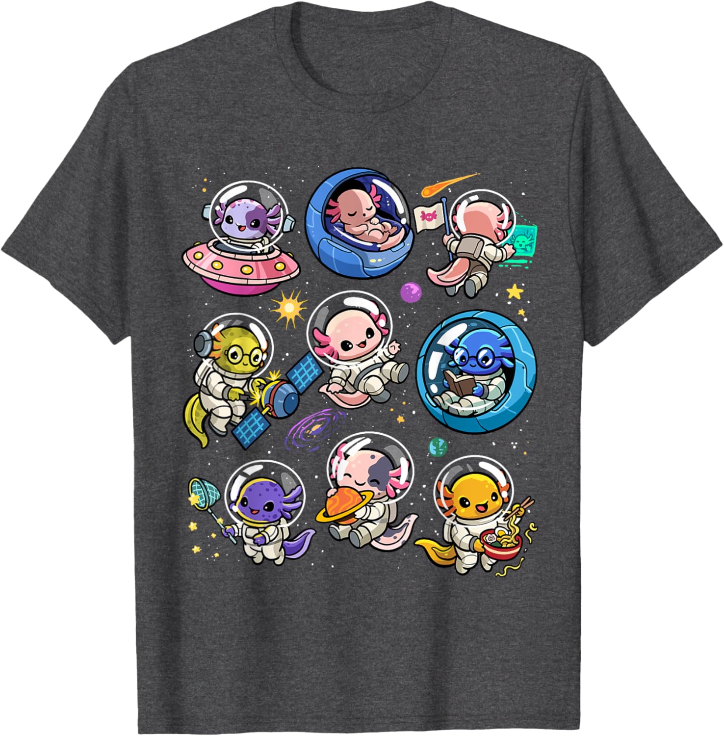 Cute Galaxy Axolotl Astronaut T-Shirt for Space Lovers and Kids - 16