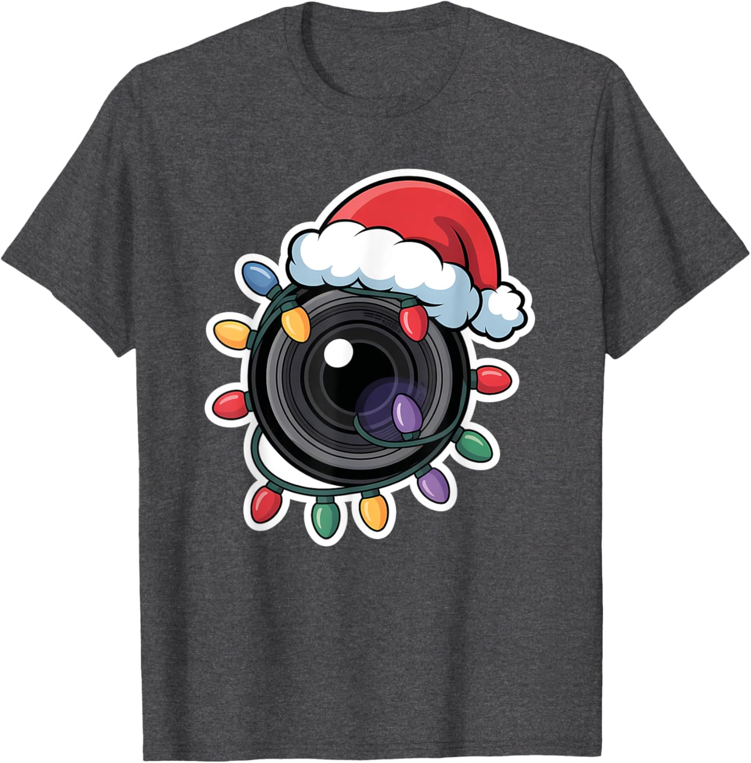 Festive Christmas Camera Lens T-Shirt for Holiday Cheer and Fun! - 4