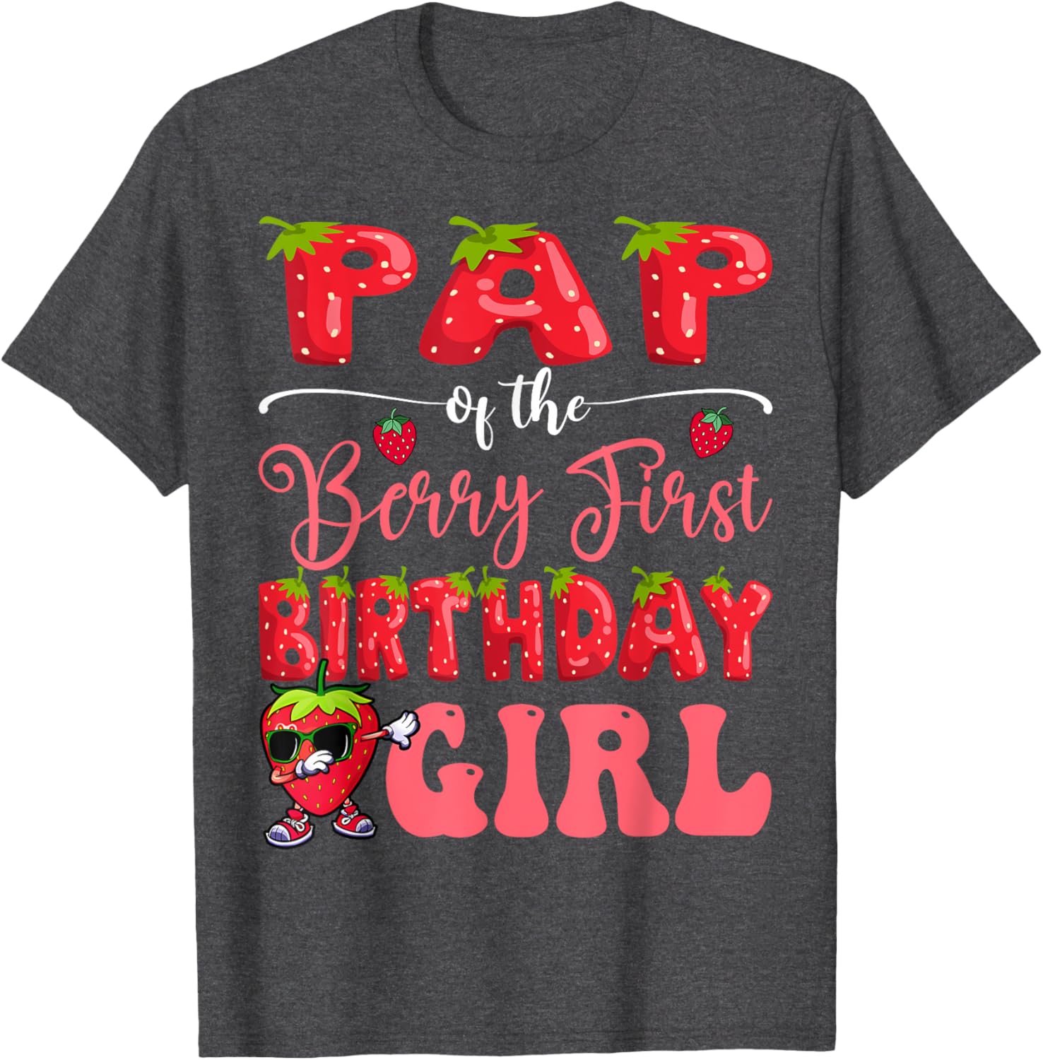 Sweet Strawberry First Birthday T-Shirt for Girls - Pap Of Berry Design - 8