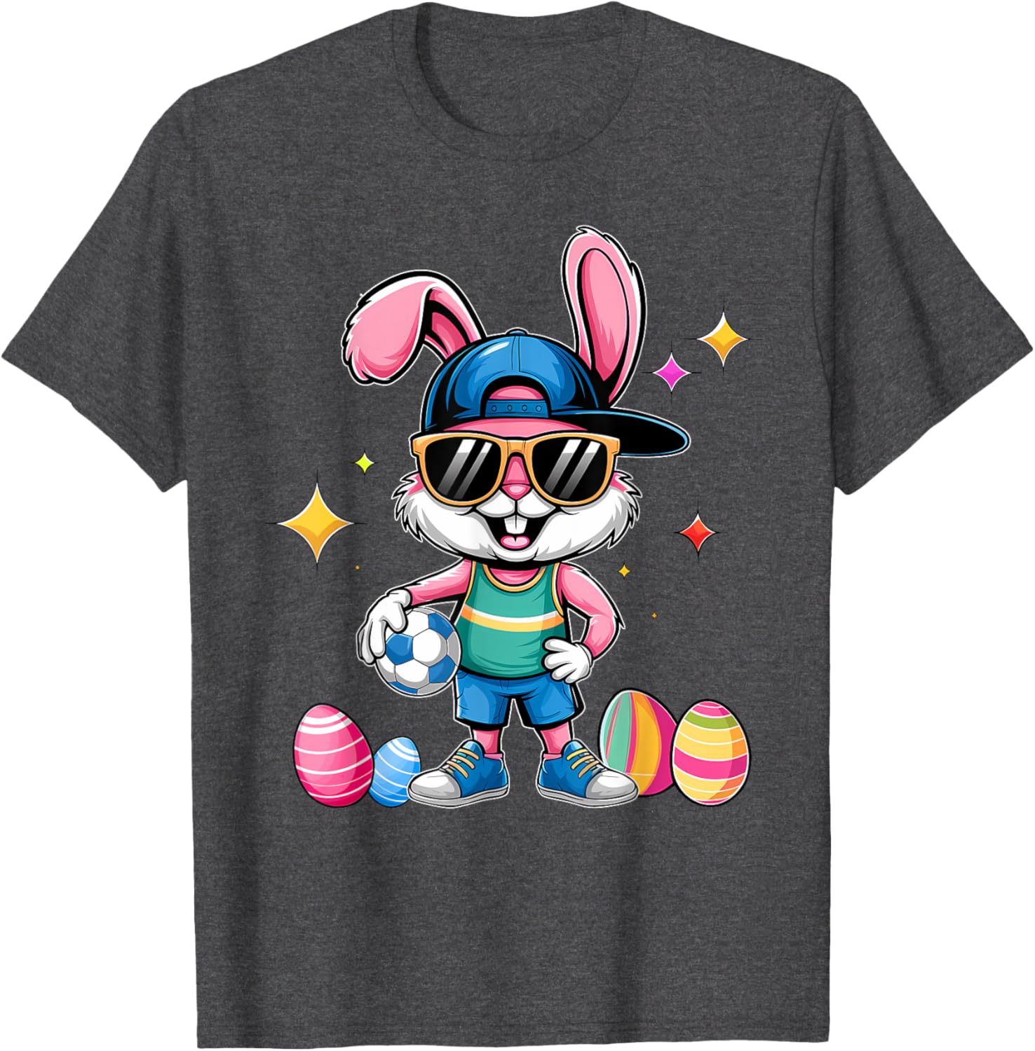 Happy Easter Bunny Soccer Kids T-Shirt for Boys Fun Sports Wear - 18