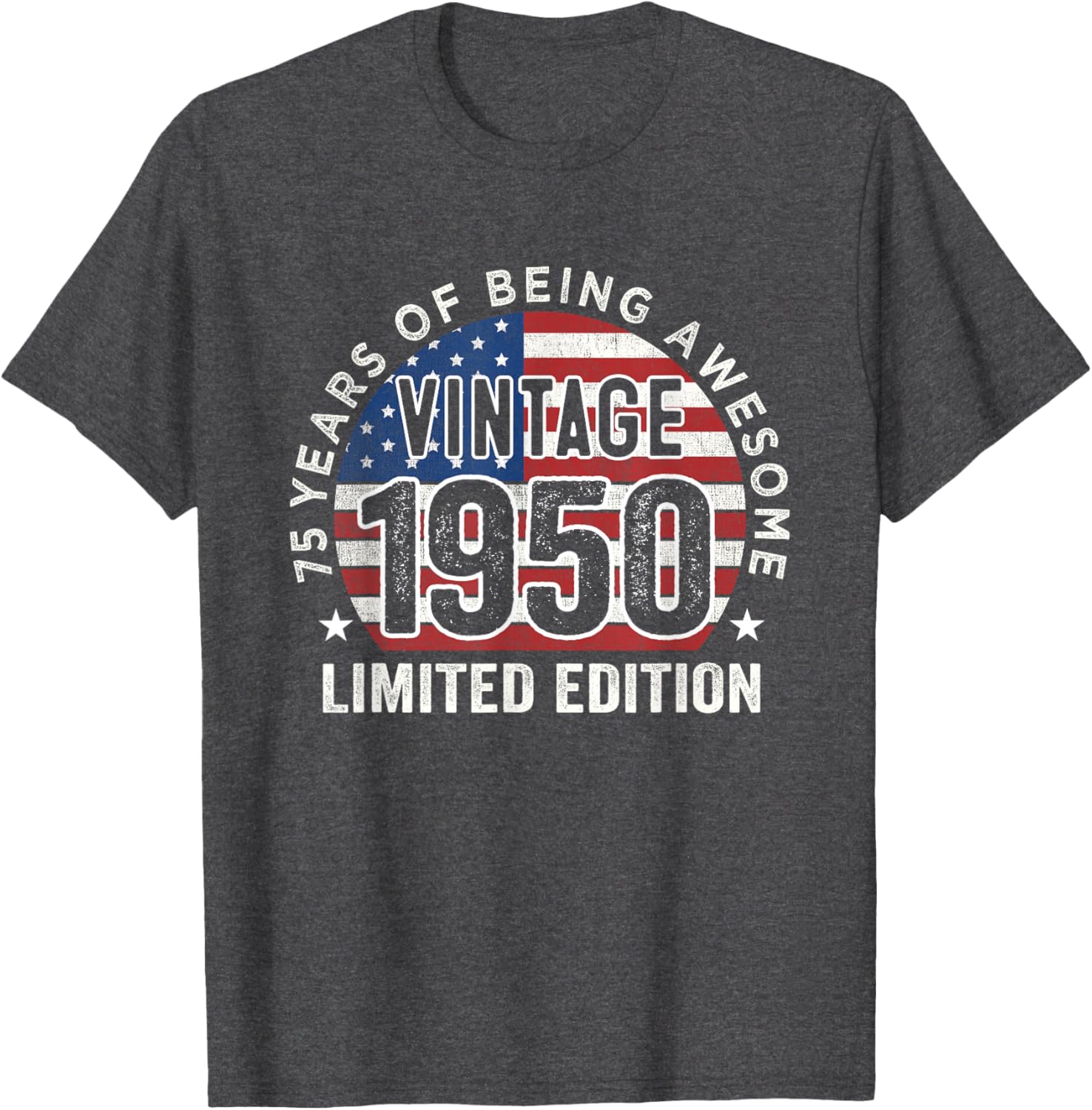 Vintage 1950s 75th Birthday Gift T-Shirt for Men with USA Flag Design - 2