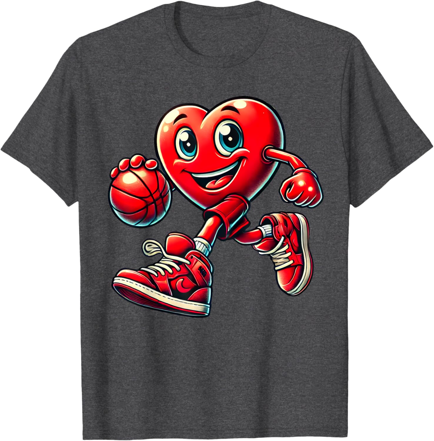 Valentine's Day Heart Basketball T-Shirt for Kids and Adults Fun Design - 18