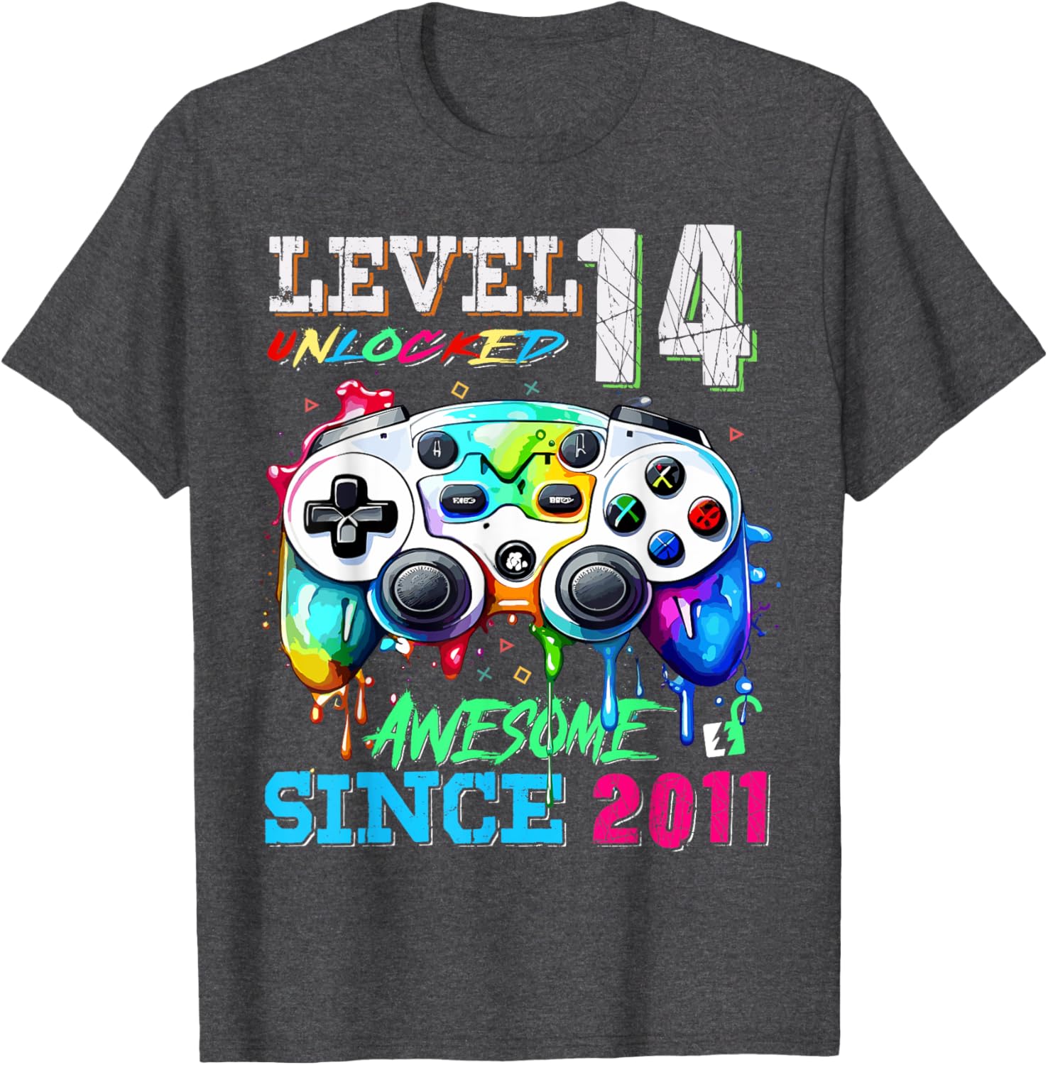 14th Birthday Boy T-Shirt Level 14 Unlocked Awesome Since 2011 - 10