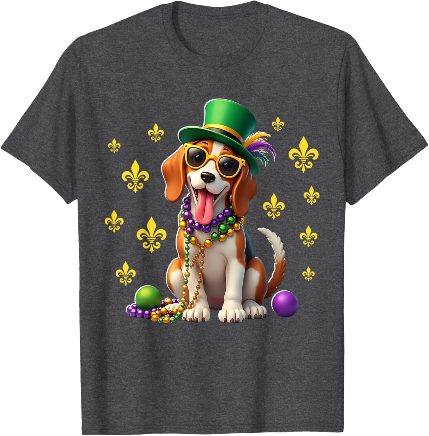 Beagle Mardi Gras Costume T-Shirt for Carnival Fun and Festivities - 15