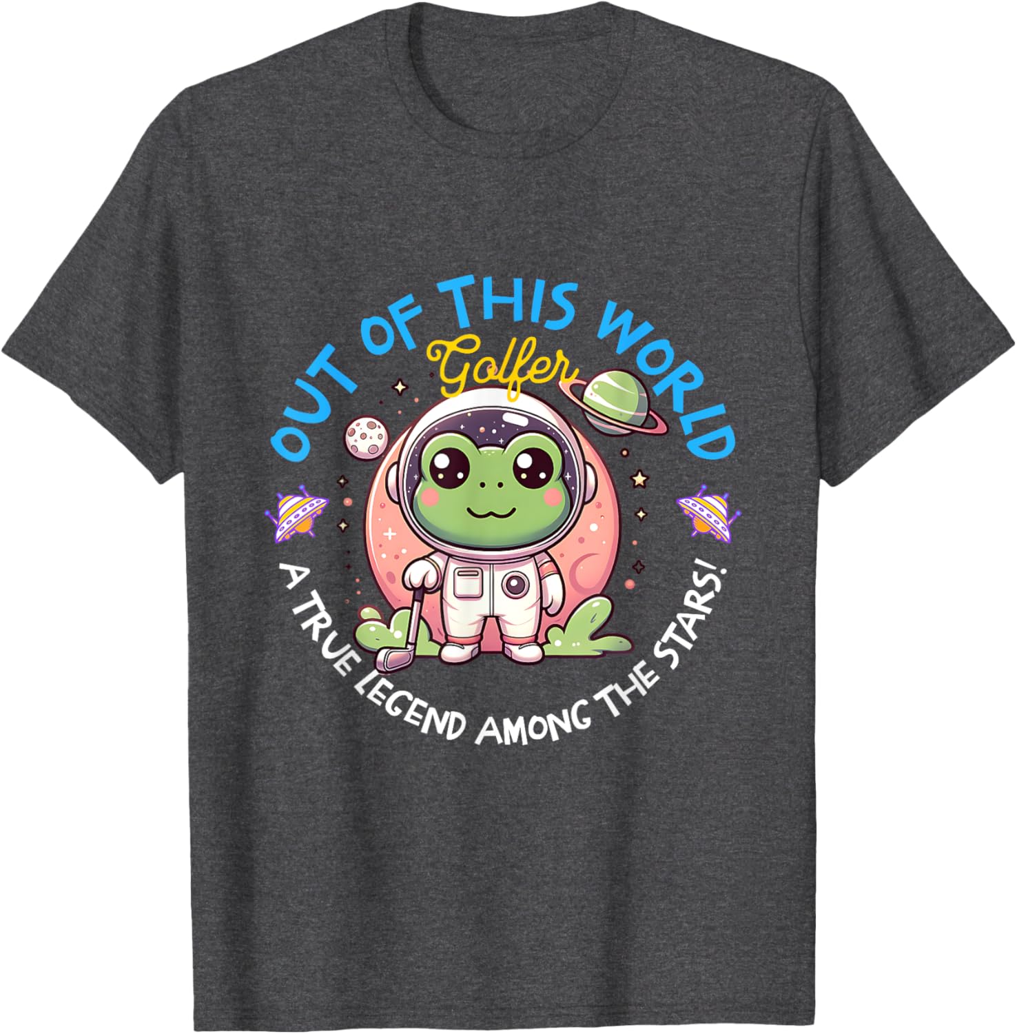 Out Of This World Golfer Frog Astronaut T-Shirt for Fun Golf Lovers - 1