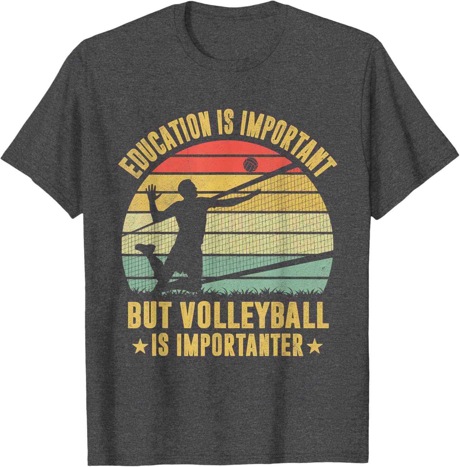 Retro Volleyball T-Shirt Education Is Important But Volleyball Is Importanter - 6