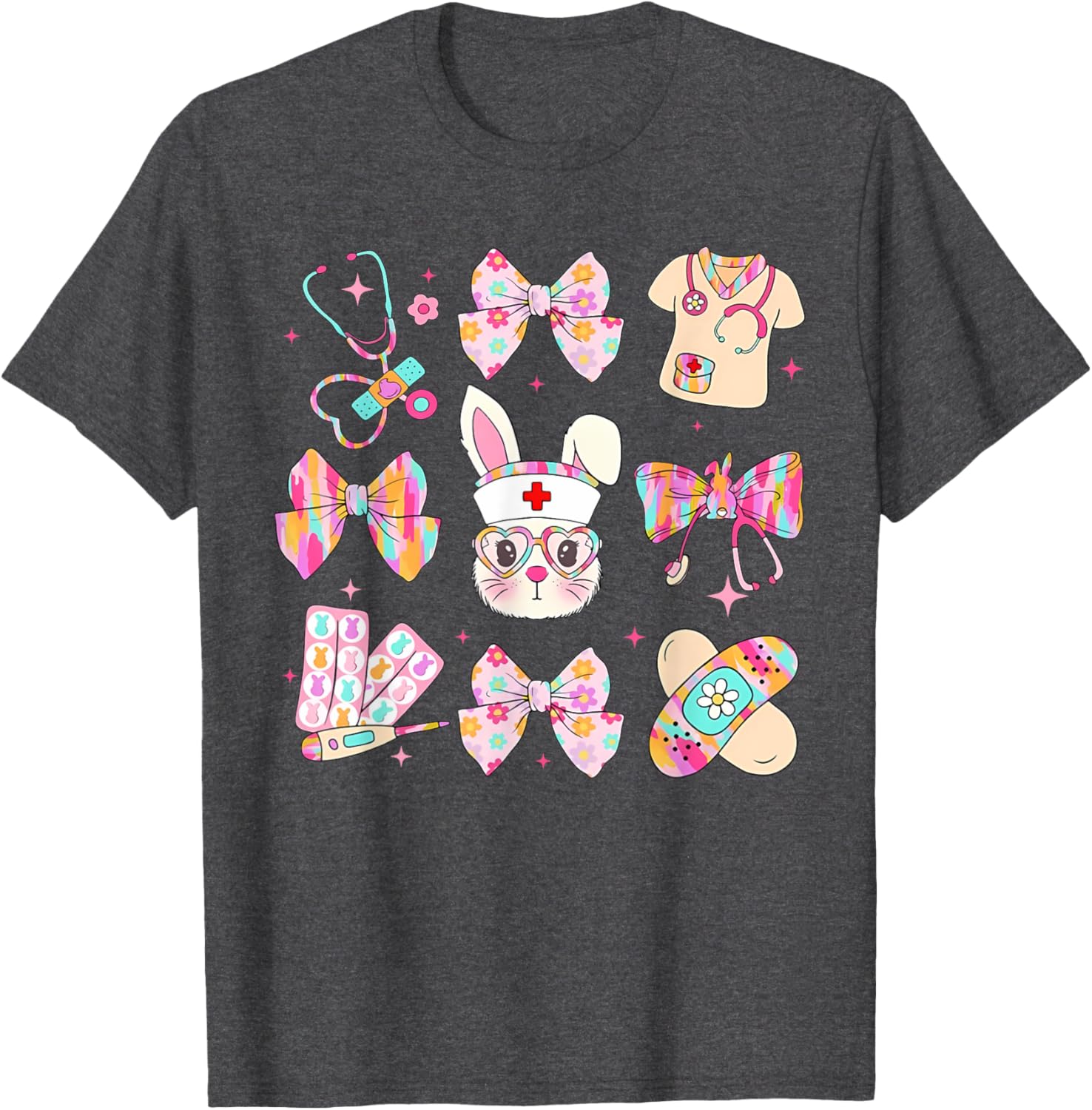 Easter Bunny T-Shirt for Nurses with Coquette Bow - Happy Easter Style - 20