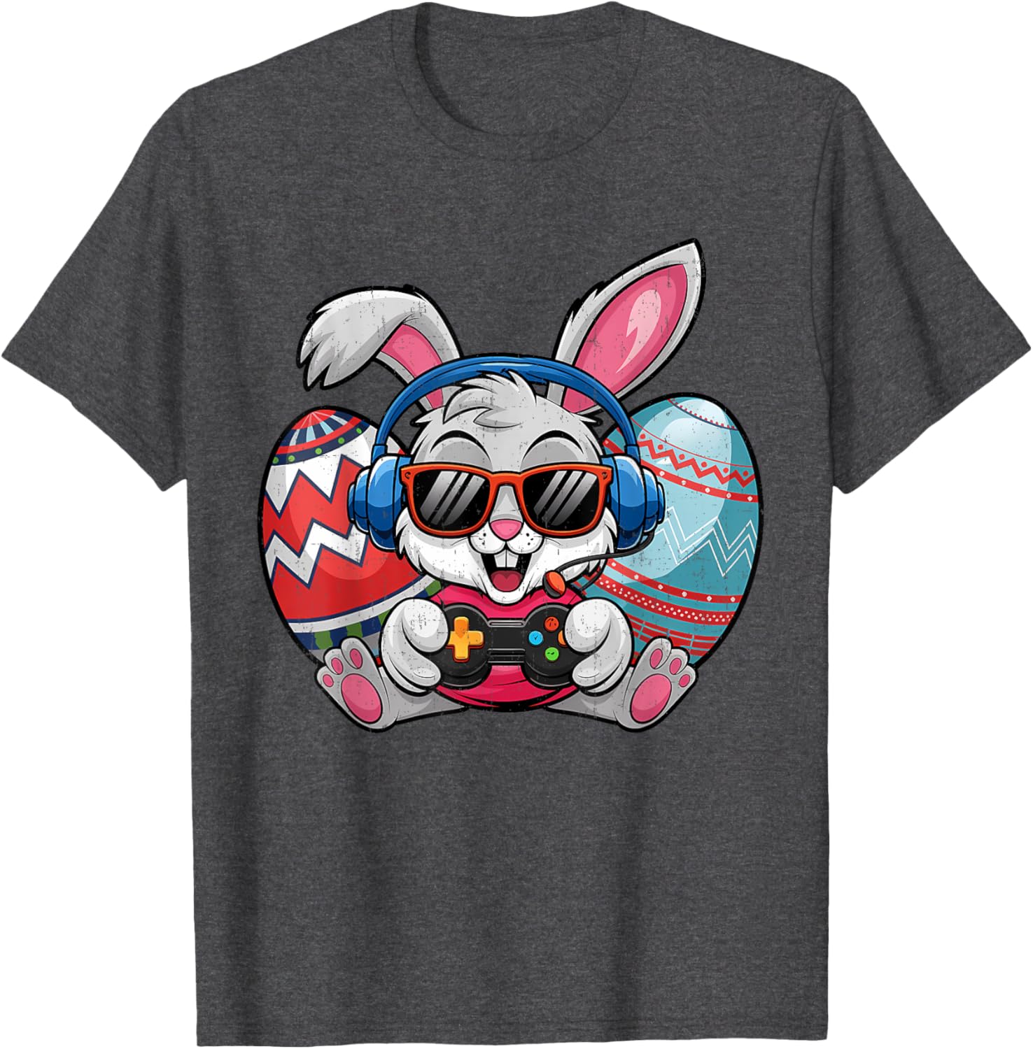 Cute Easter Bunny Playing Video Game Kids T-Shirt for Boys - 9