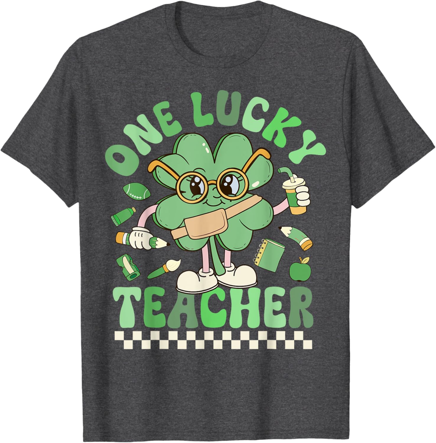 One Lucky Teacher Groovy Shamrock St Patricks Day T-Shirt for Fun Celebrations - 14