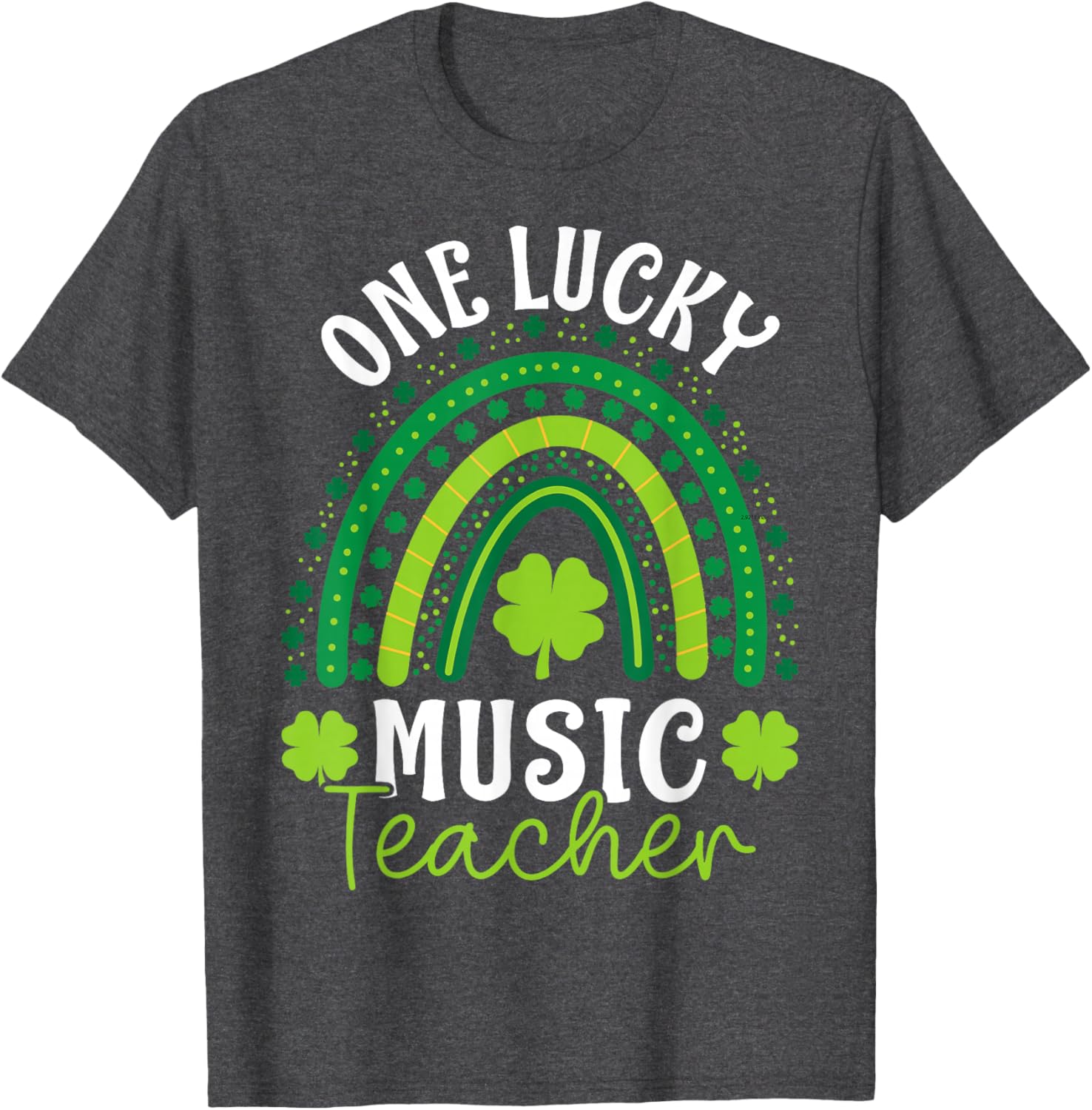 One Lucky Music Teacher Rainbow Shamrock T-Shirt for St Patrick's Day - 10