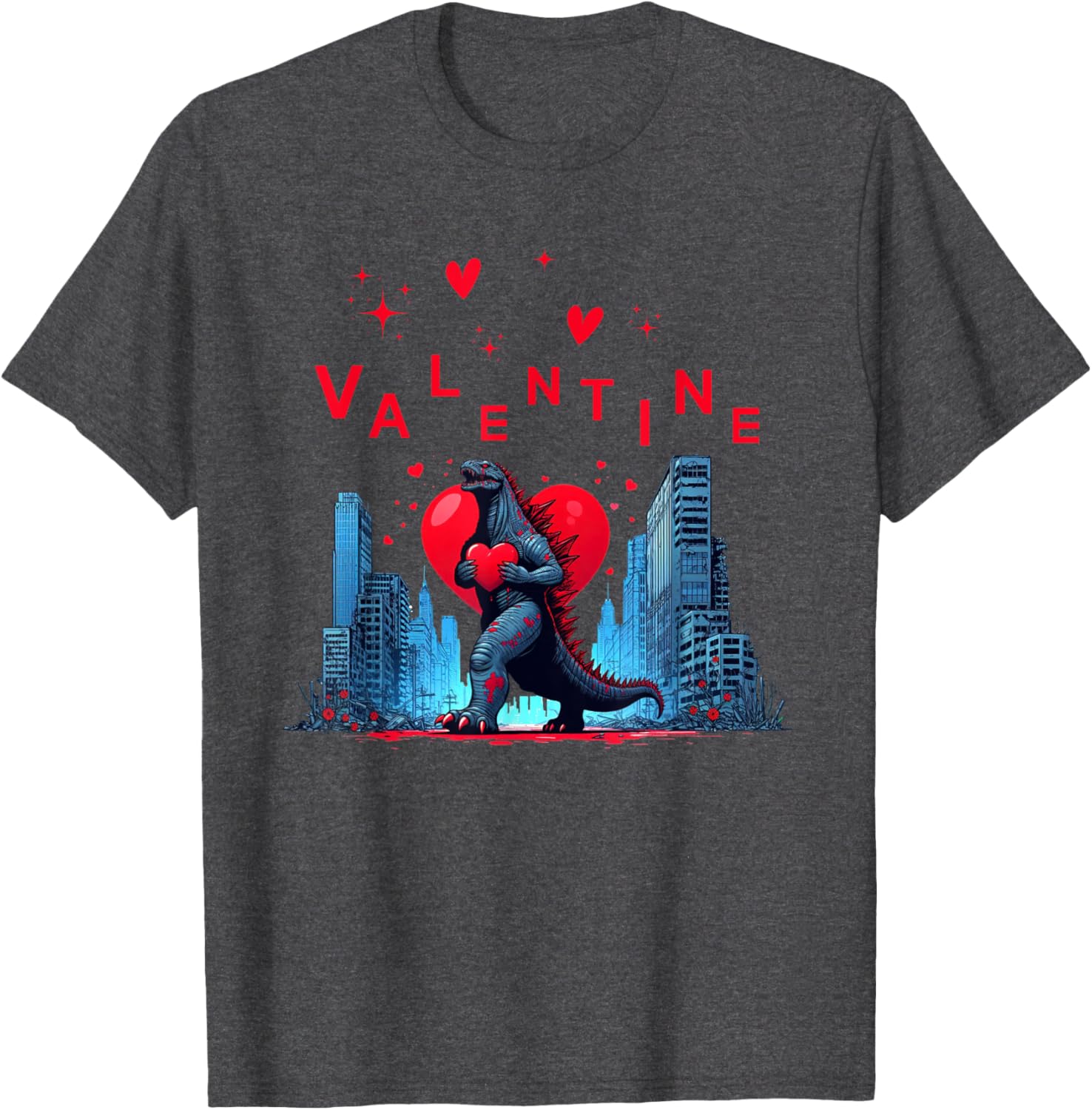 Valentine Kaiju Monster Art T-Shirt for Lovers - Cute Japanese Design - 5