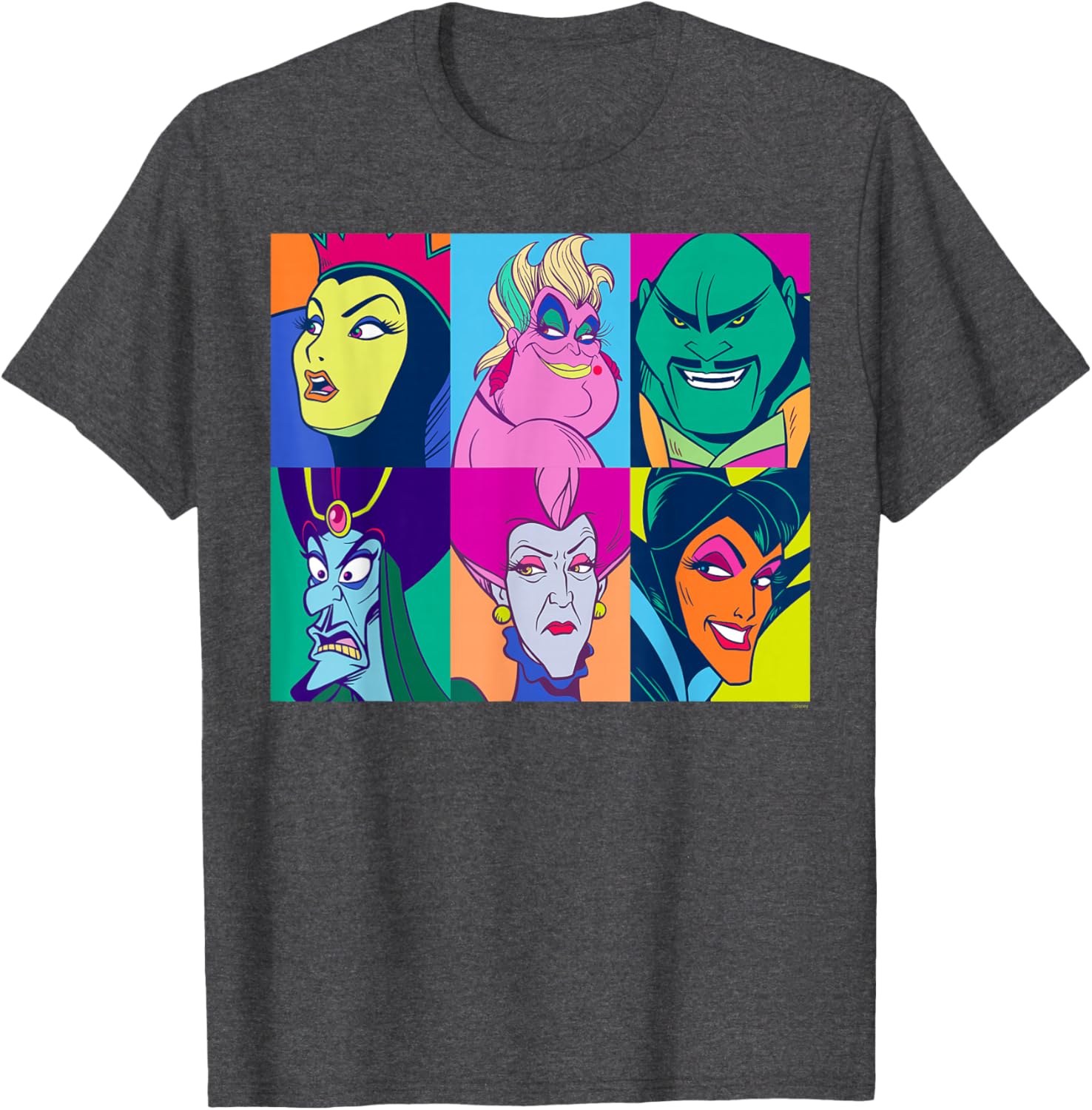 Disney Villains Retro Color Grid T-Shirt for Fans of Classic Characters - 27