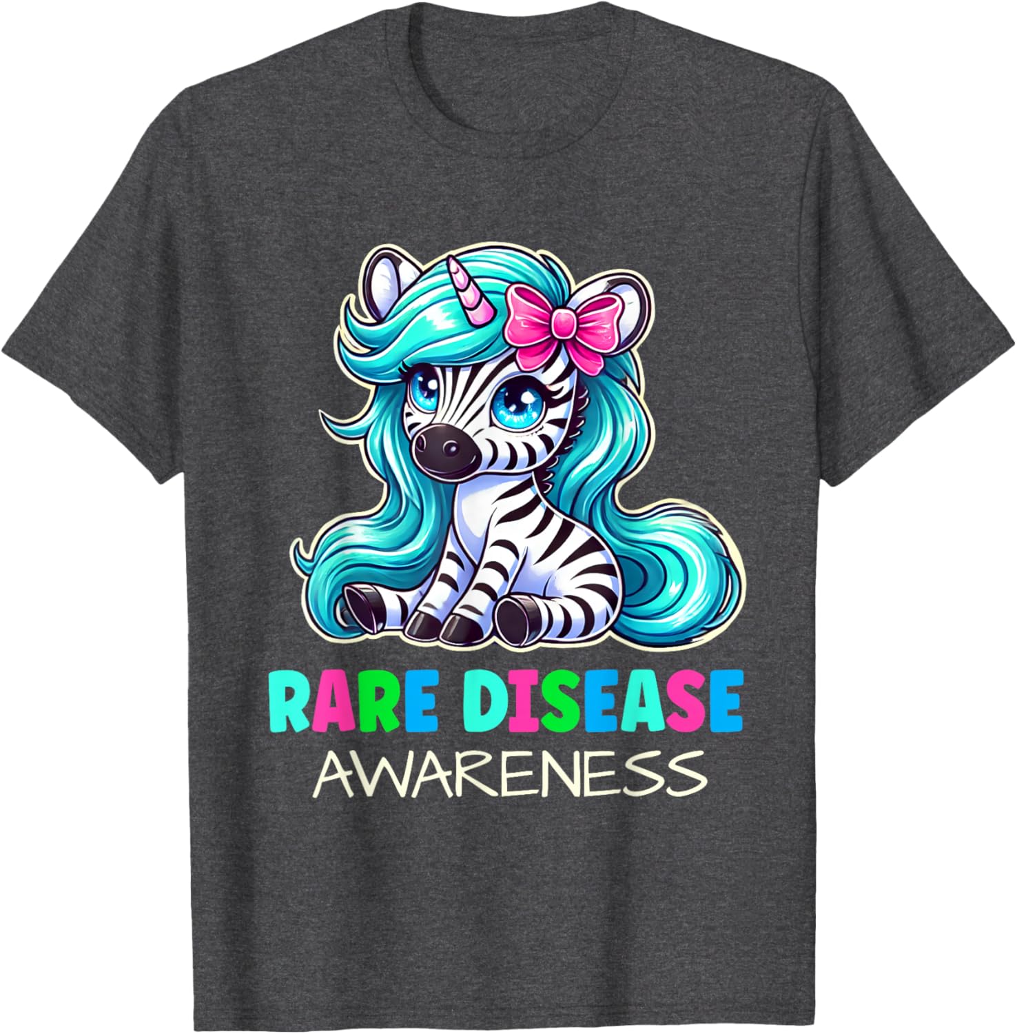 Rare Disease Awareness Zabra Ribbon Kids T-Shirt for Rare Disease Day - 2