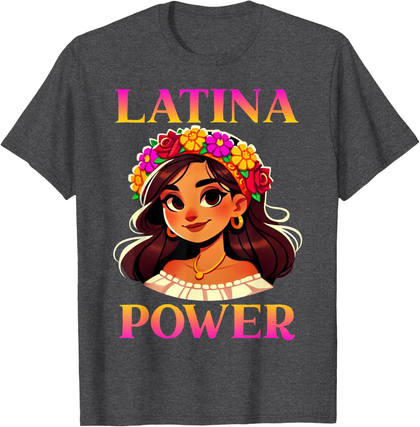 Latina Power Floral Headband T-Shirt for Proud Mexican Women - 16