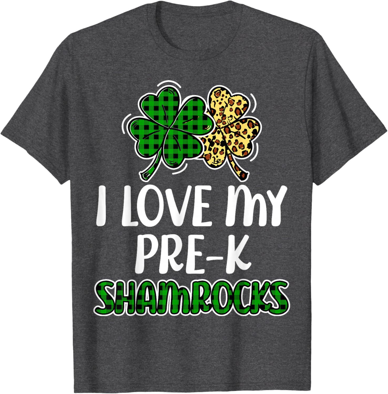 I Love My Pre-K Shamrocks Buffalo Plaid St Patricks Day T-Shirt - 14