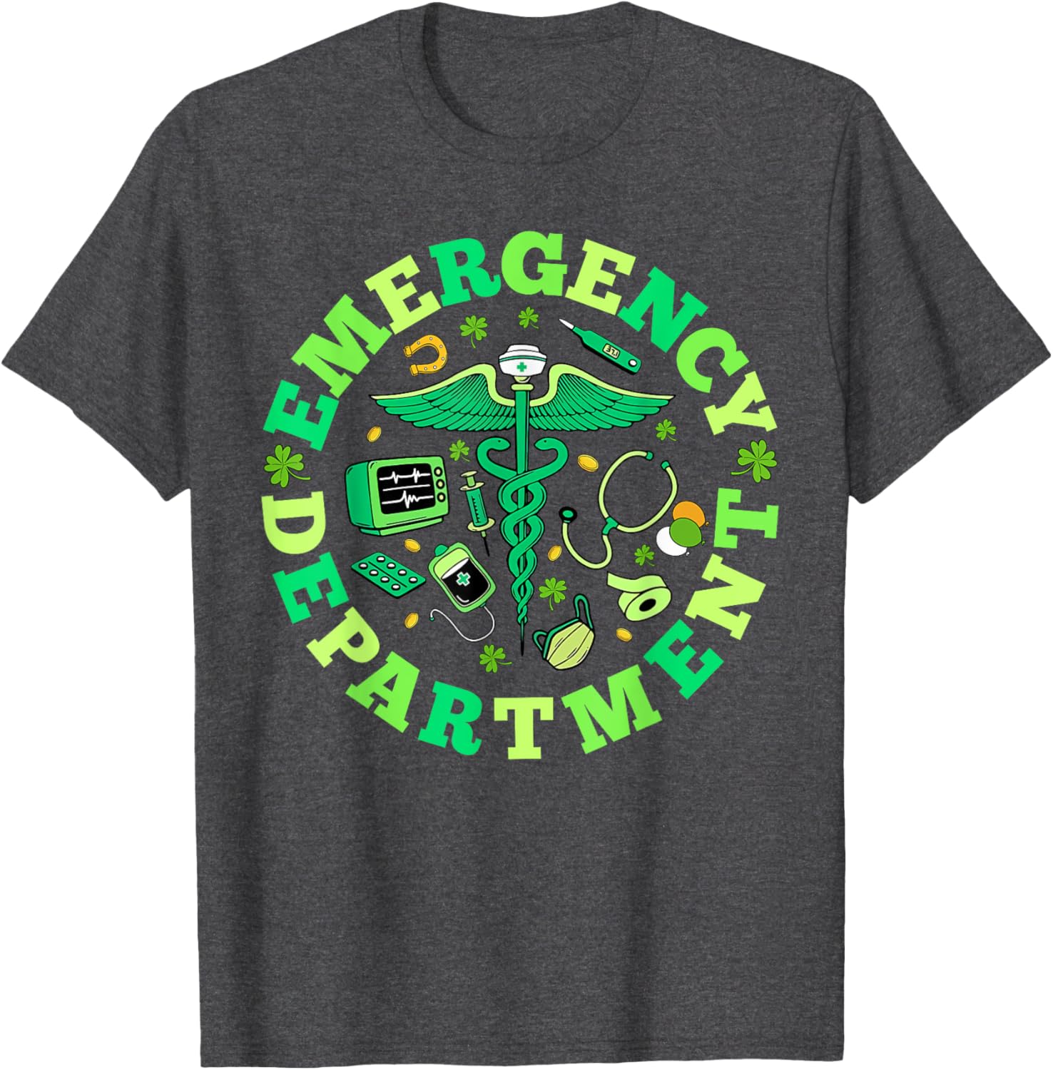 Emergency Nurse St Patricks Day Shamrock T-Shirt for ED RNs - 12