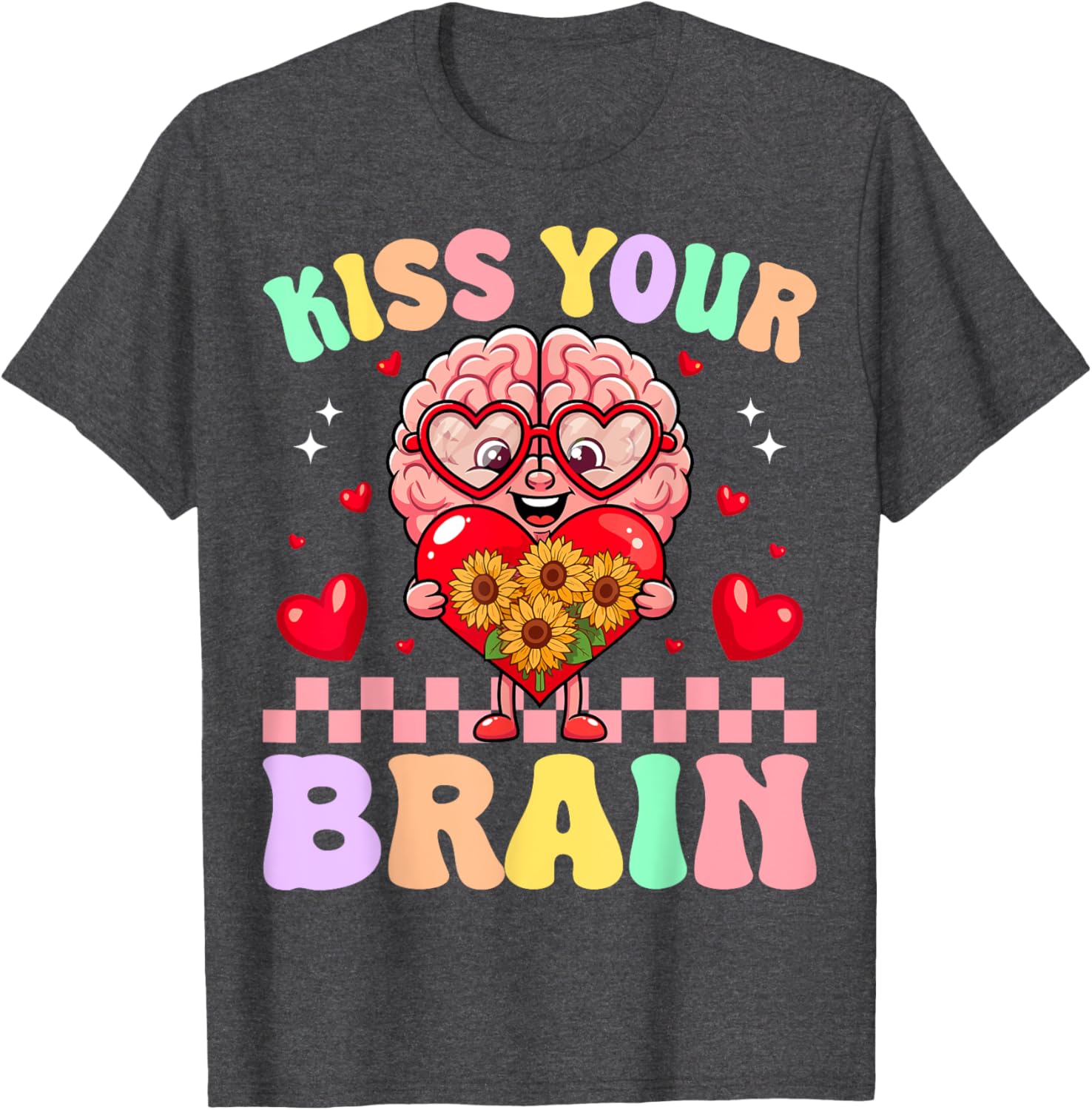 Funny Teacher Valentine's Day T-Shirt - Kiss Your Brain Gift for Educators - 14