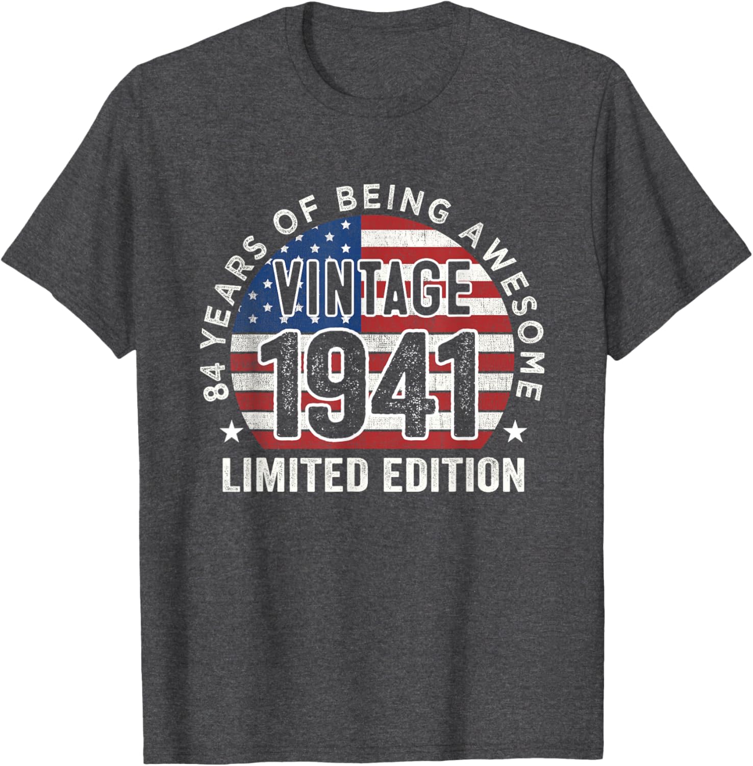 Vintage 1941 84th Birthday T-Shirt for Men with USA Flag Design - 4