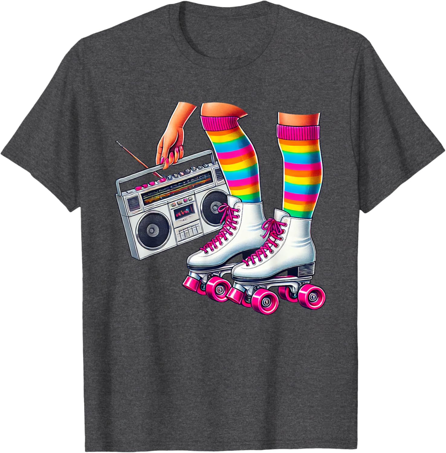 Funny 80s Roller Disco Skating Girl T-Shirt for Retro Fans - 16