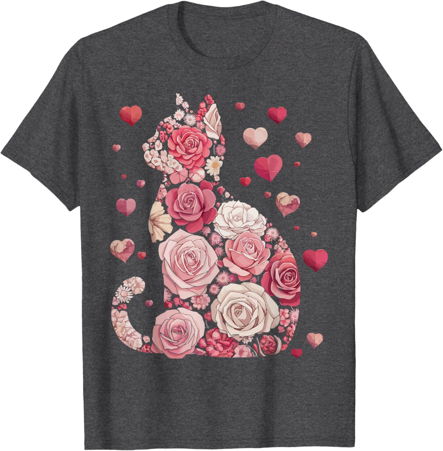 Cute Happy Meowentine's Day Cat T-Shirt for Girls and Women - 5