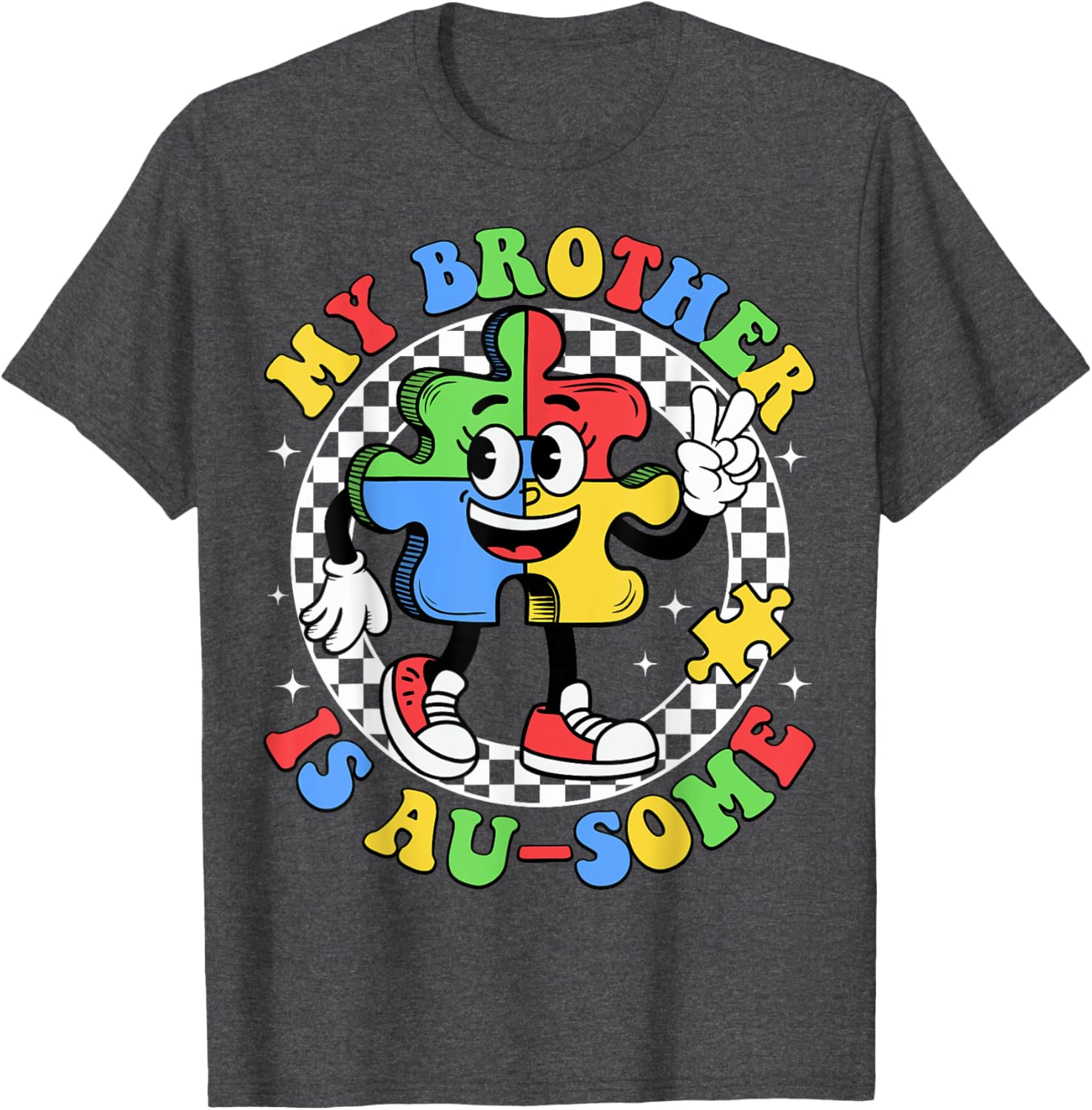 Retro Awesome Sister T-Shirt for Autism Awareness, Fun and Stylish Design - 1