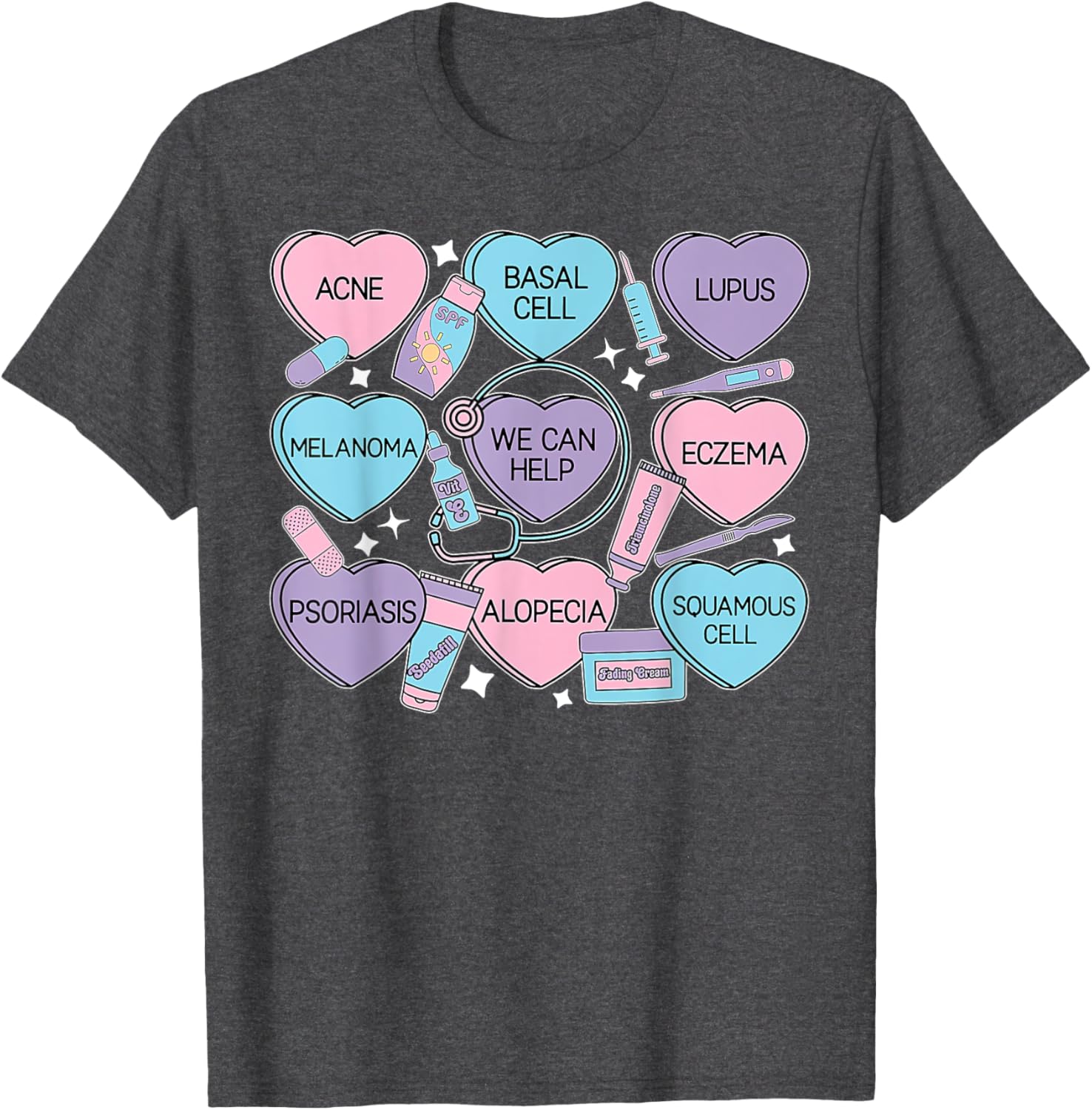 Retro Dermatology Candy Heart Shirt for Valentine's Day Gifts - 14