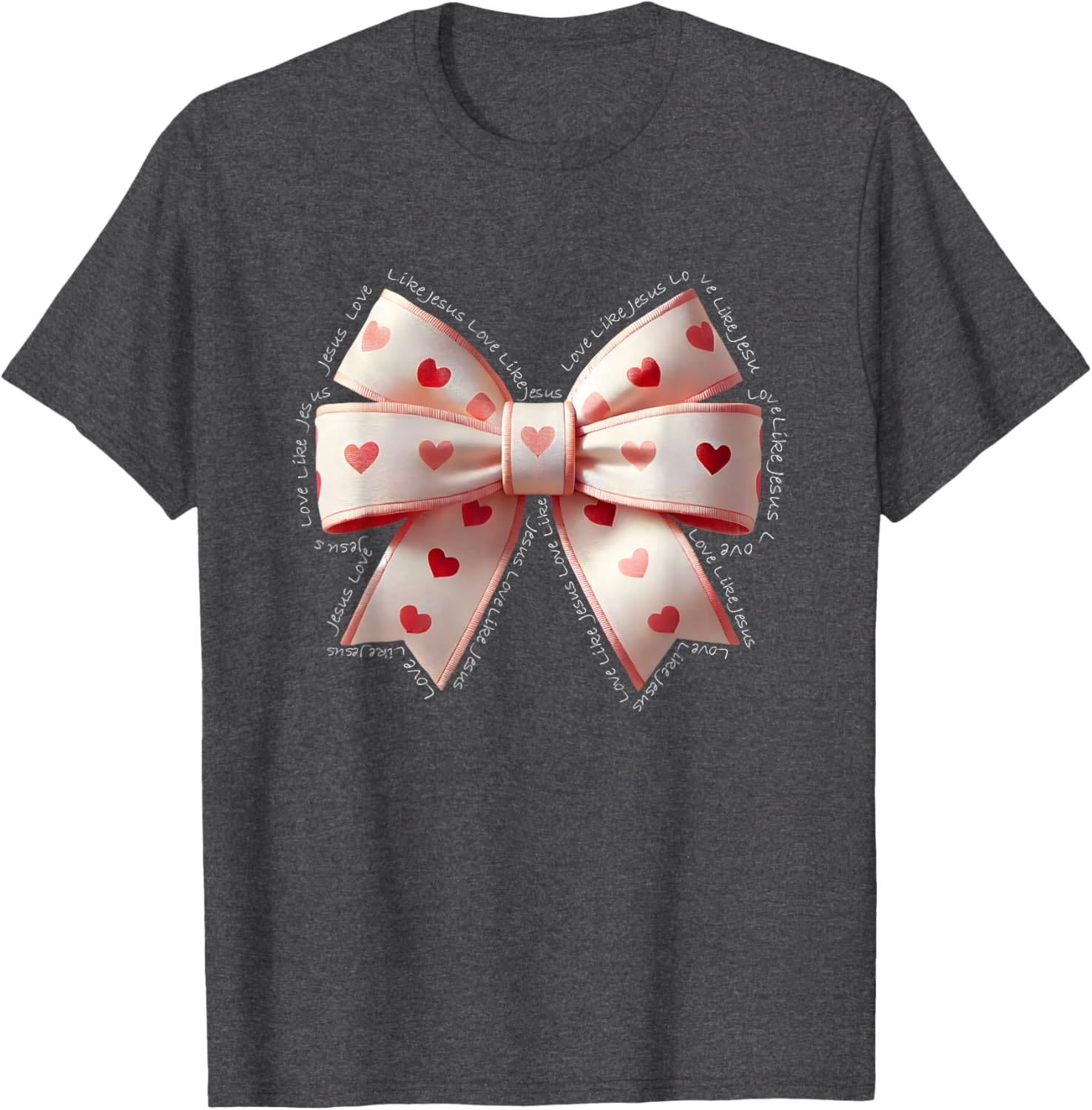 Jesus Valentine's Day Coquette Bow Tee Love Like Jesus T-Shirt for Kids - 13