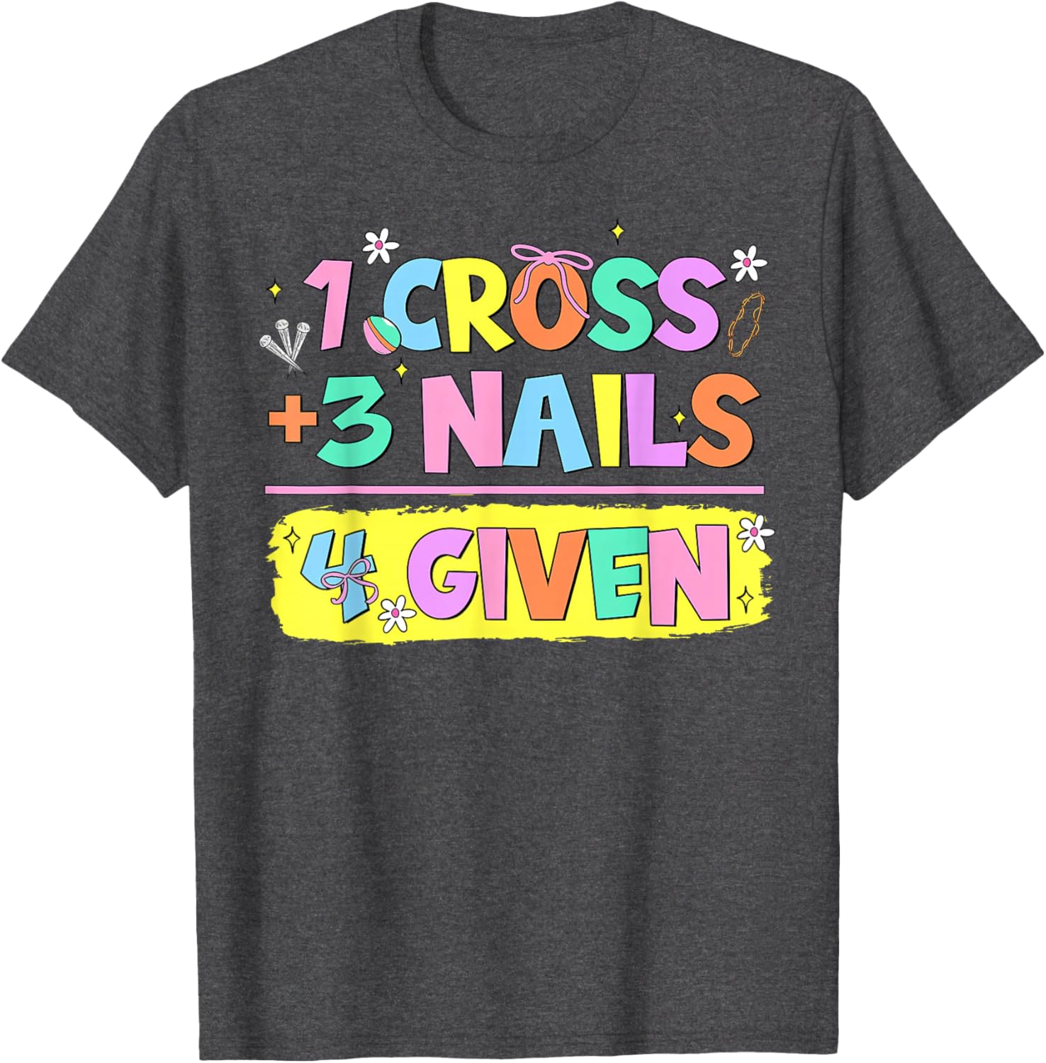 Happy Easter Christian T-Shirt with Cross and Nails Design for Believers - 15
