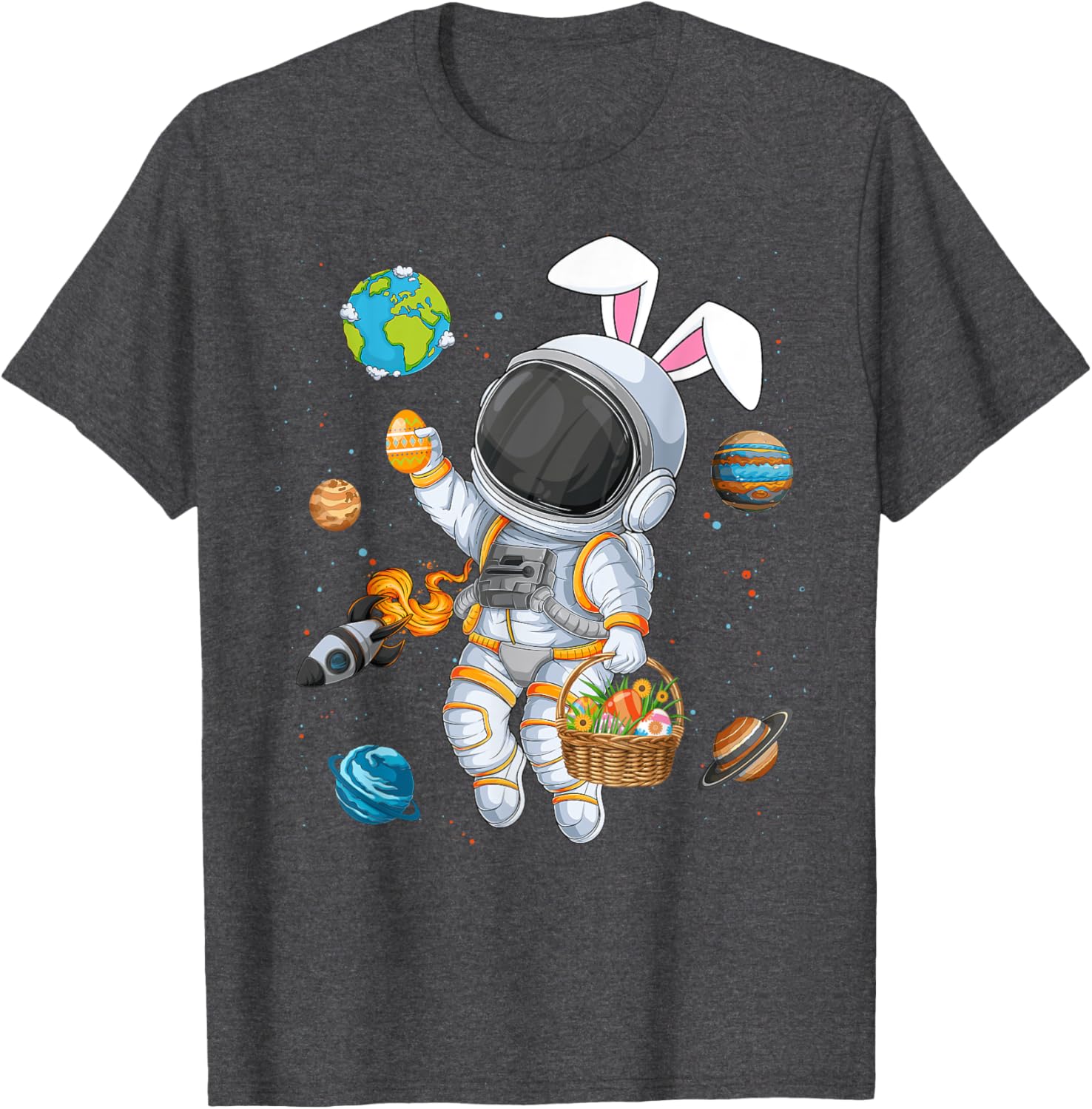 Funny Astronaut Bunny Ears Easter T-Shirt for Boys and Kids - 18