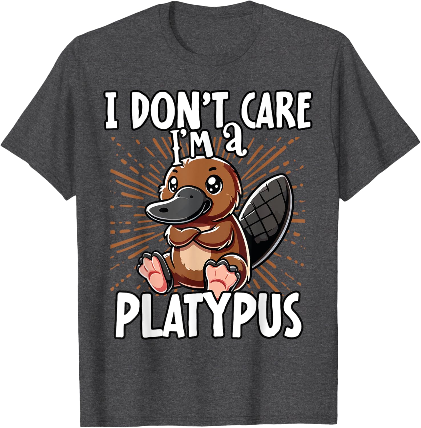 Cute Platypus T-Shirt I Don't Care Fun Animal Apparel for All Ages - 4