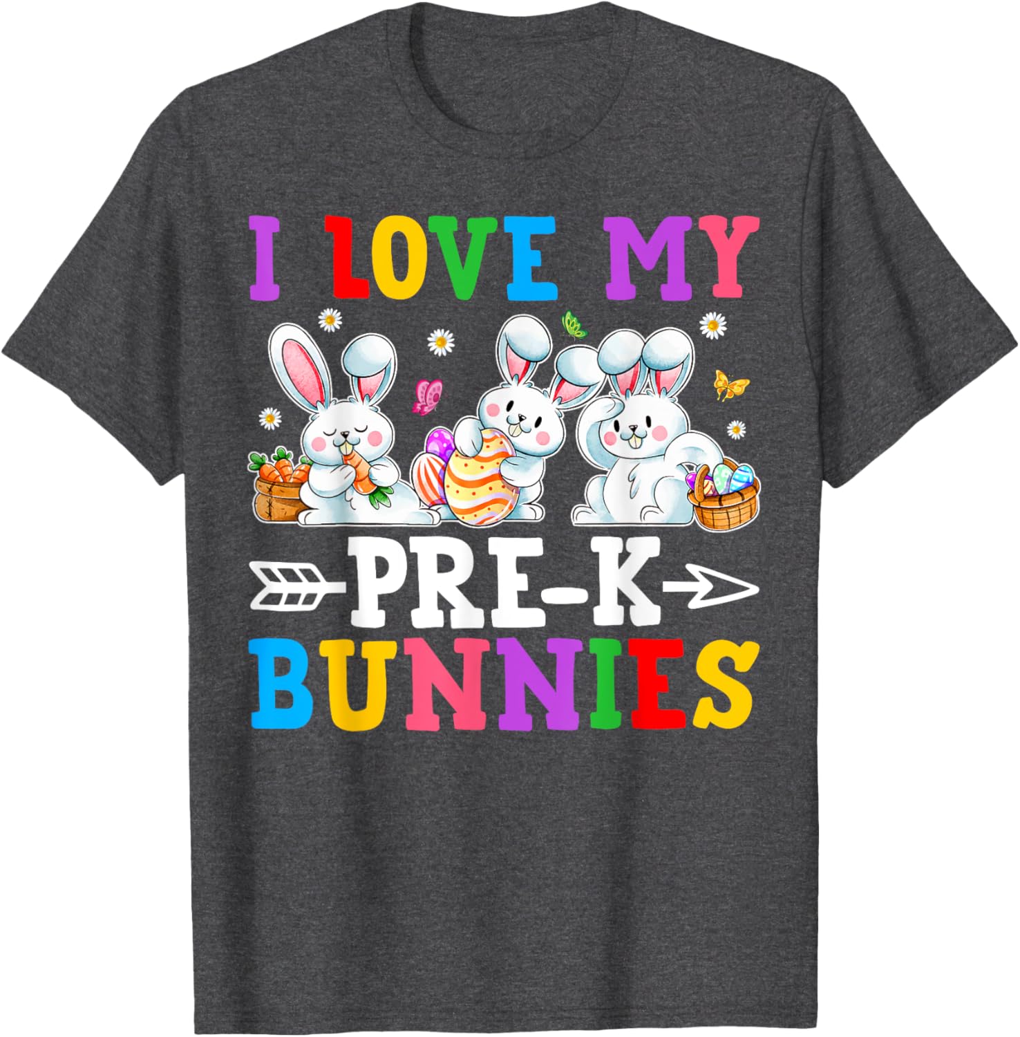 Funny I Love My Pre-K Bunnies T-Shirt for Preschool Teachers Easter Fun - 28