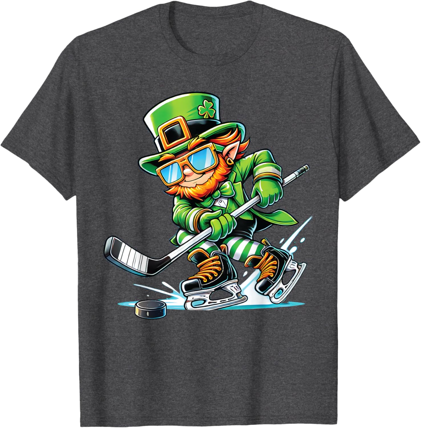 Leprechaun Ice Hockey T-Shirt Perfect for St Patrick's Day Fun - 6