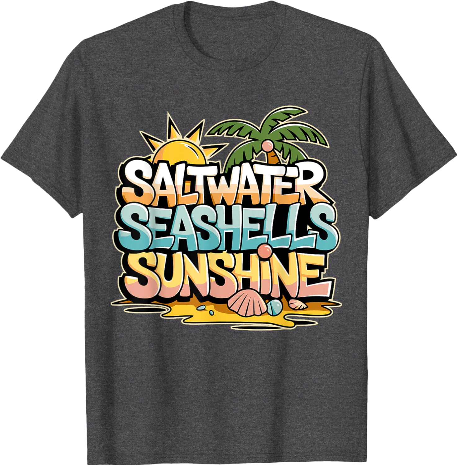 Funny Beach T-Shirt with Saltwater Seashells for Cruise Gifts - 26